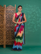 By New Special Zik Zag Chiffon Embroidery Work Saree