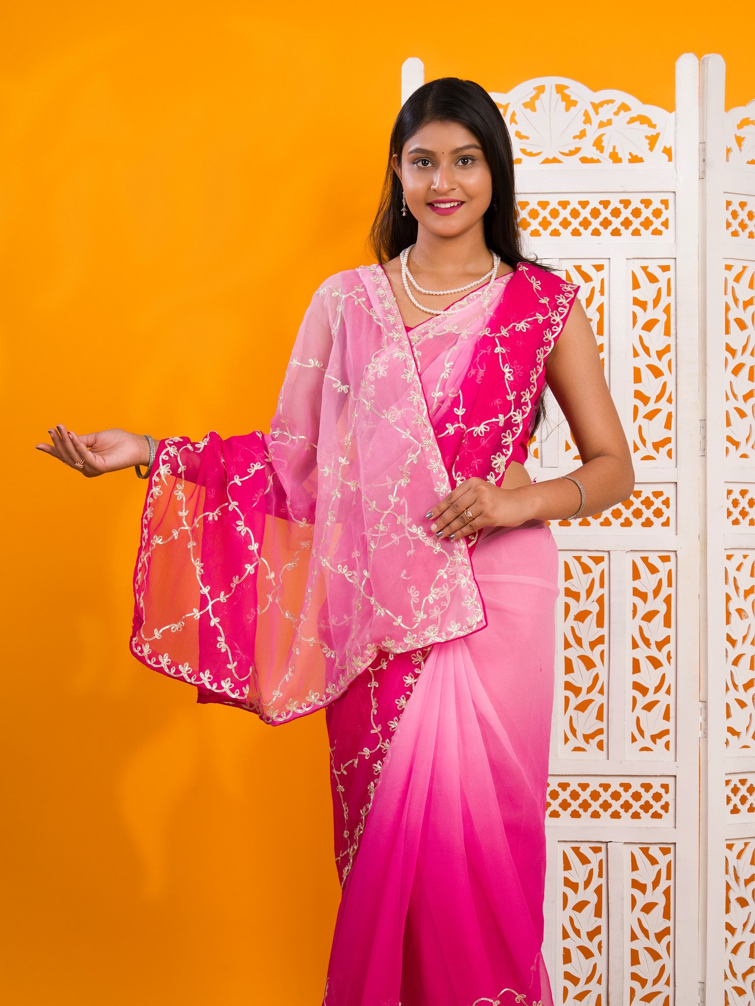 By New BeaytifulChiffon Bollywood Style With Gotapatti Work Saree