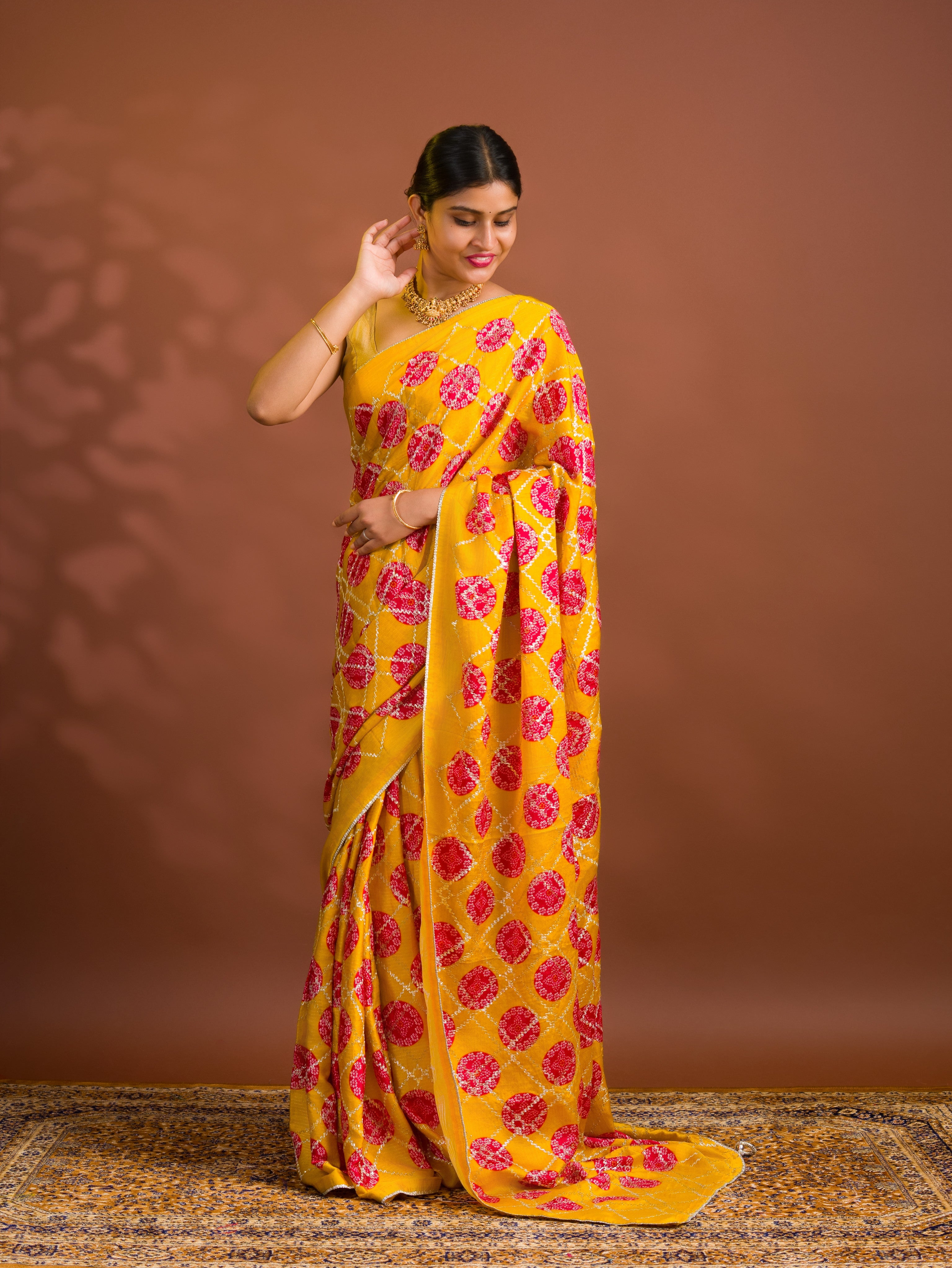 Bandhani Style With Gotapatti Work Saree