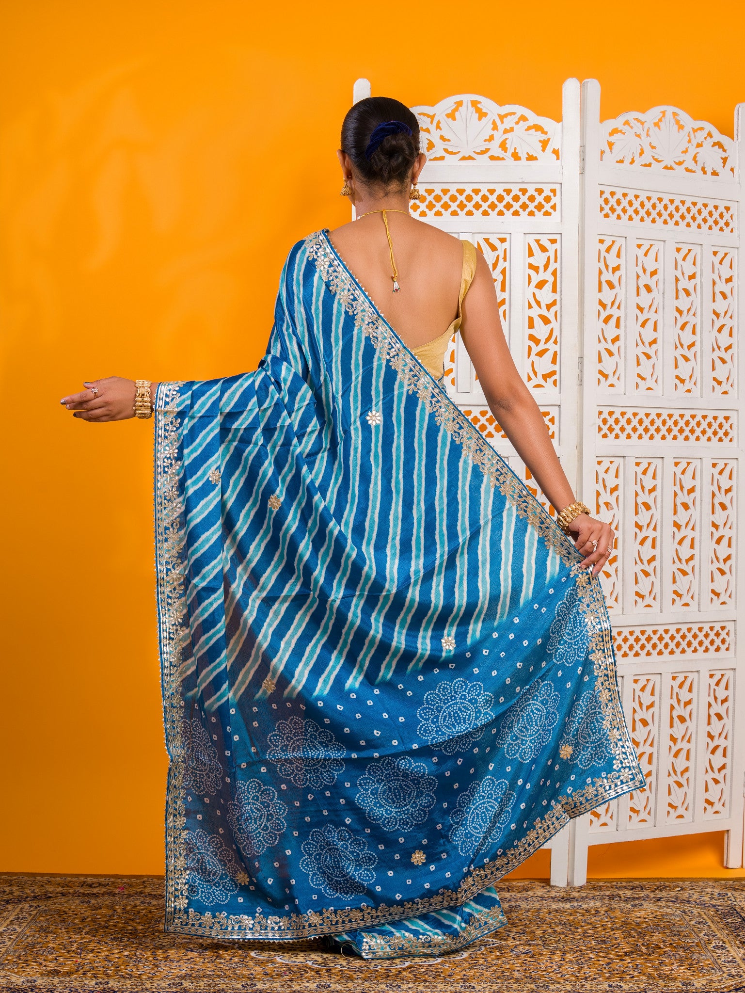 By Leheriya Saree With Gotapatti Work