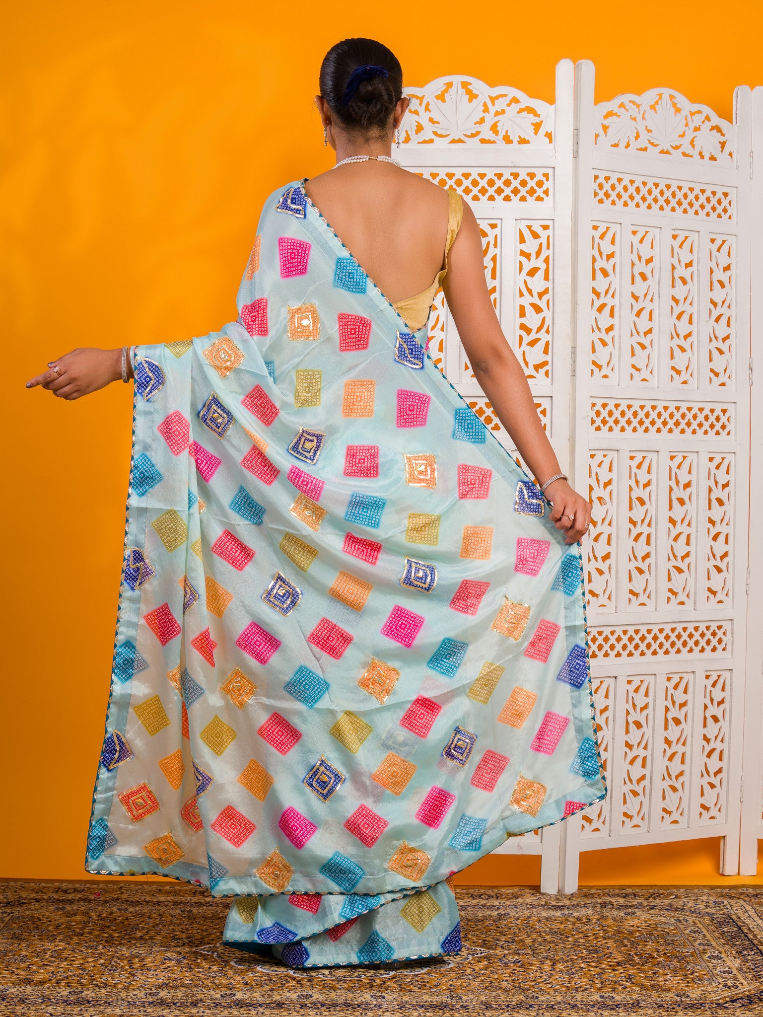 KcPc Latest Chinon Bollywood Bandhani Gotapatti Work Saree SWA