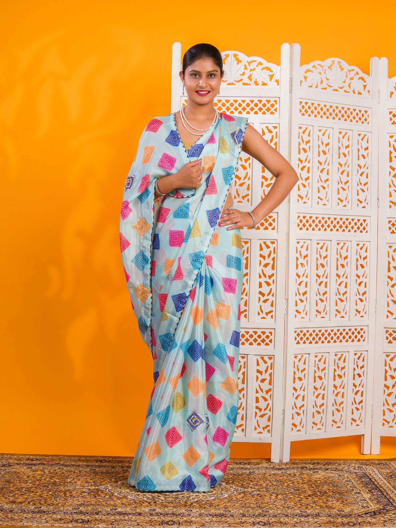 KcPc Latest Chinon Bollywood Bandhani Gotapatti Work Saree SWA