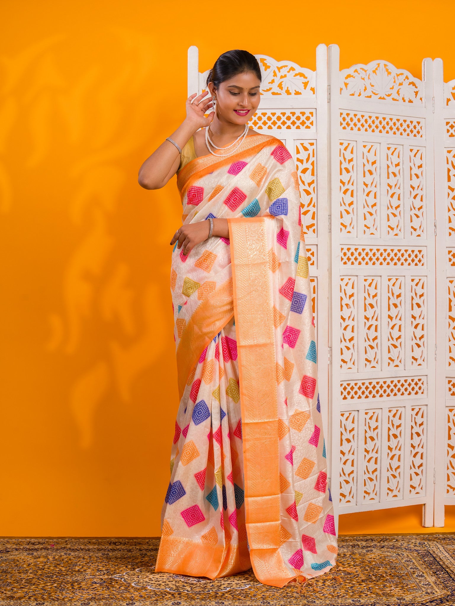 By New Dola Silk Bollywood Style With Zari border Saree