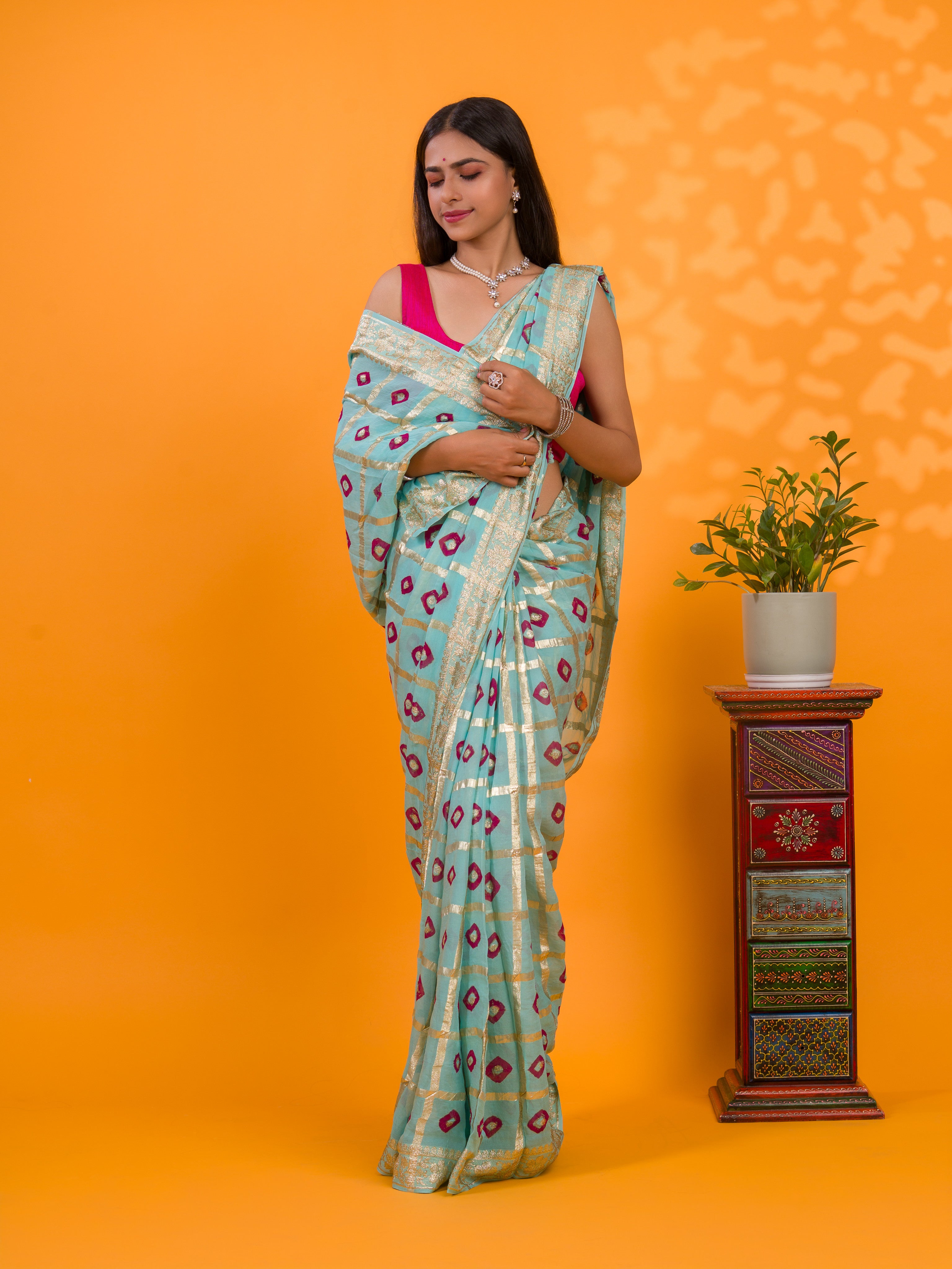 KcPc Elegant Georgette Casual Saree with Zari WeavingCHAND