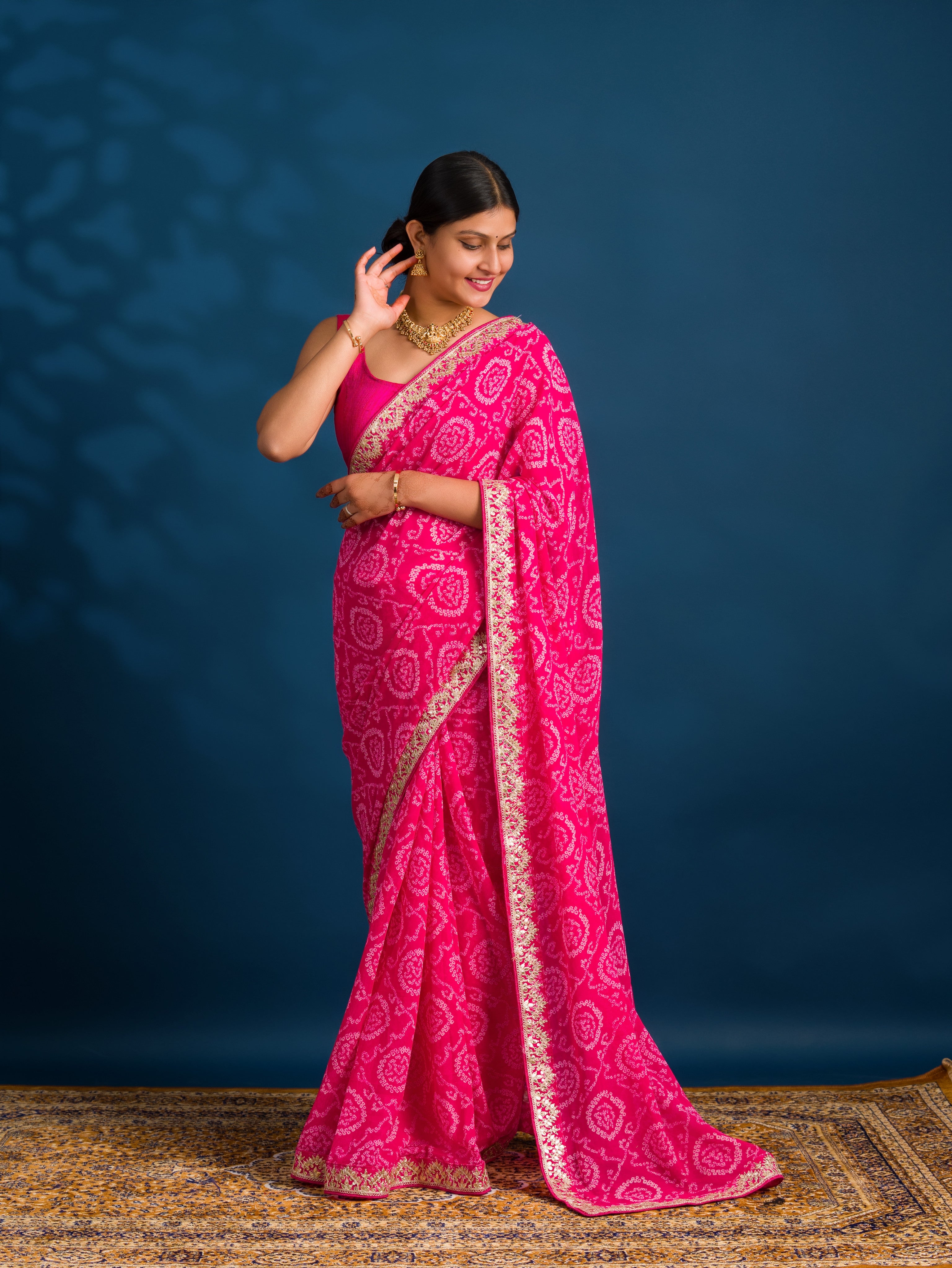 By Bandhani Saree With Casual Wear