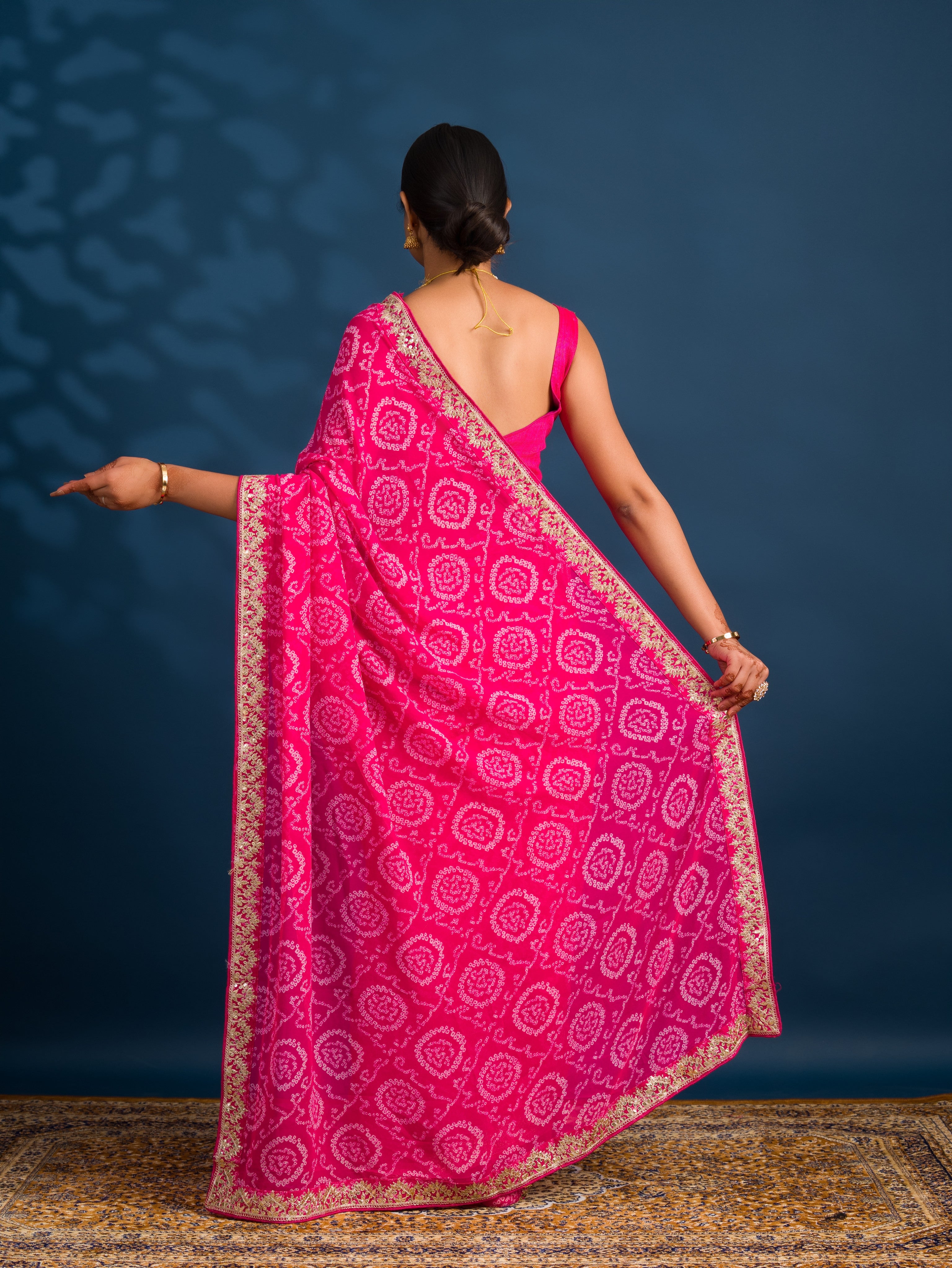 By Bandhani Saree With Casual Wear