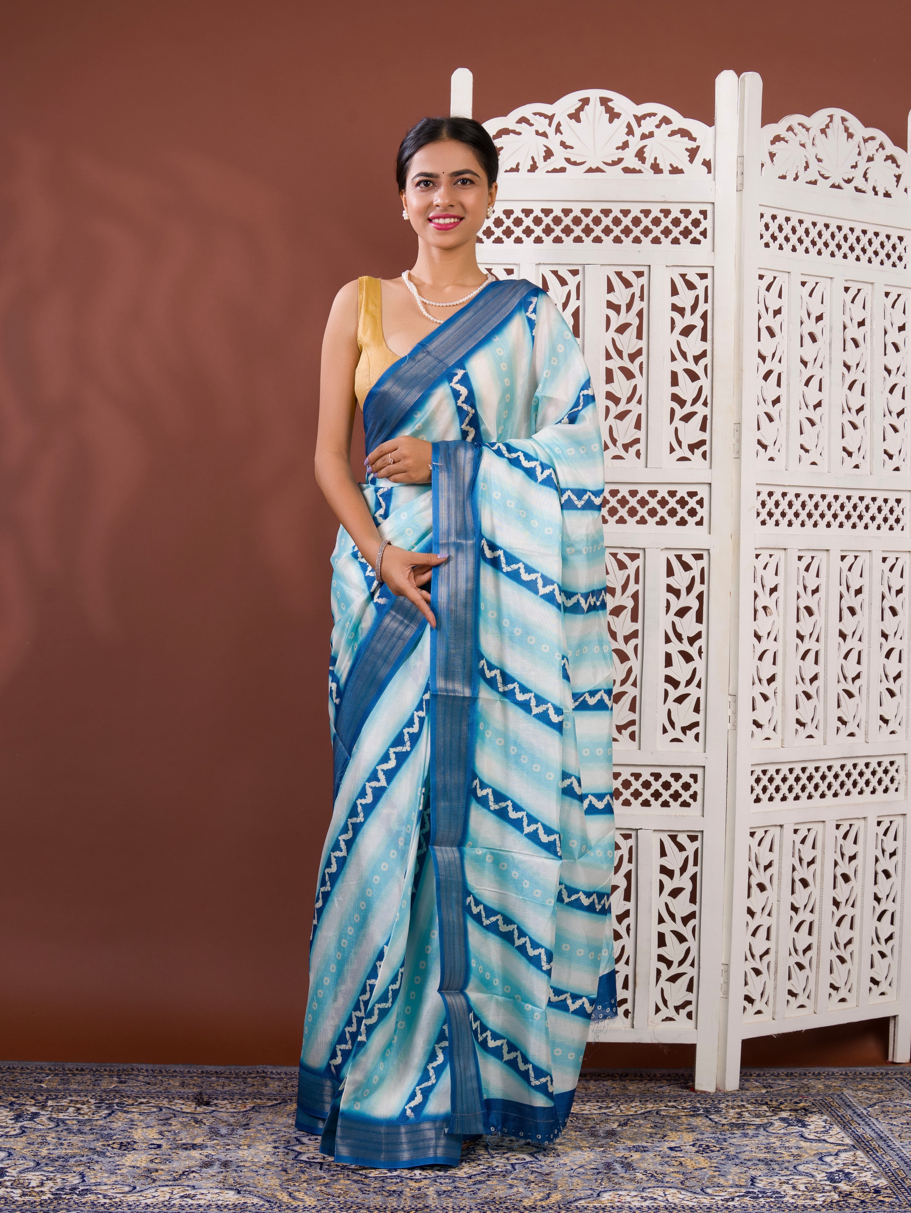 By Leheriya Saree With Party Wear