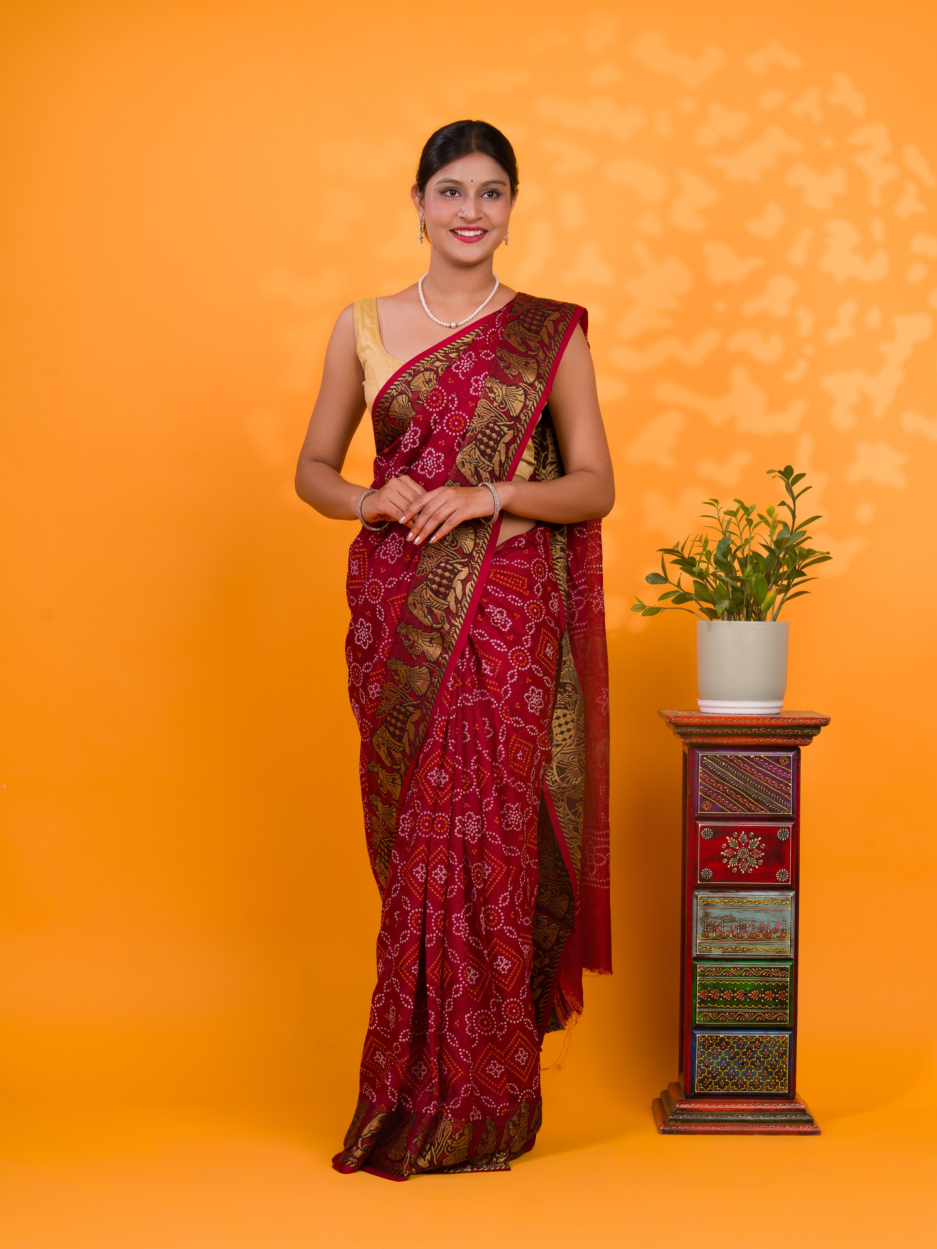 By Bandhani Saree With Wedding Wear