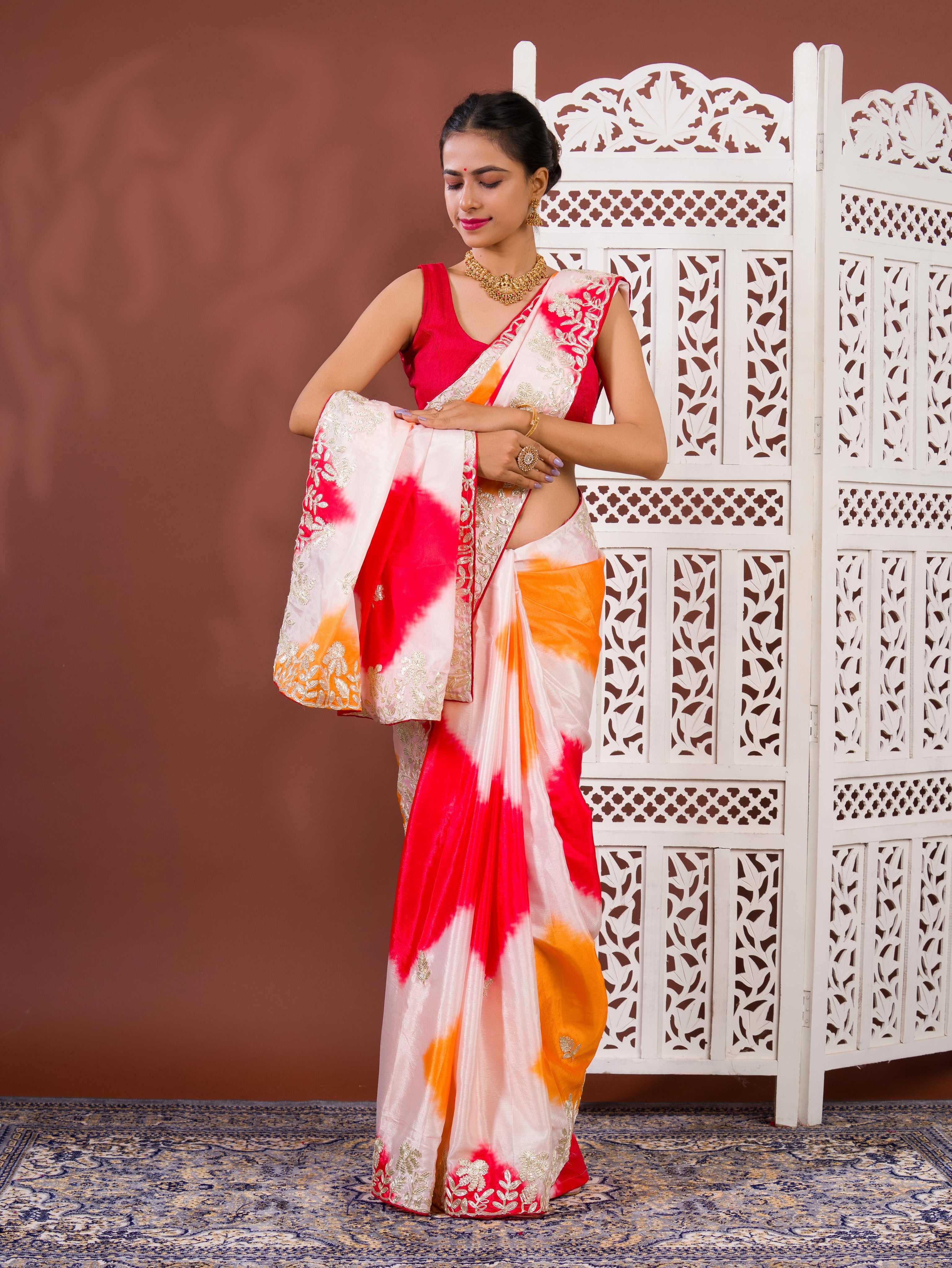 By Faag Saree With Gotapatti Work