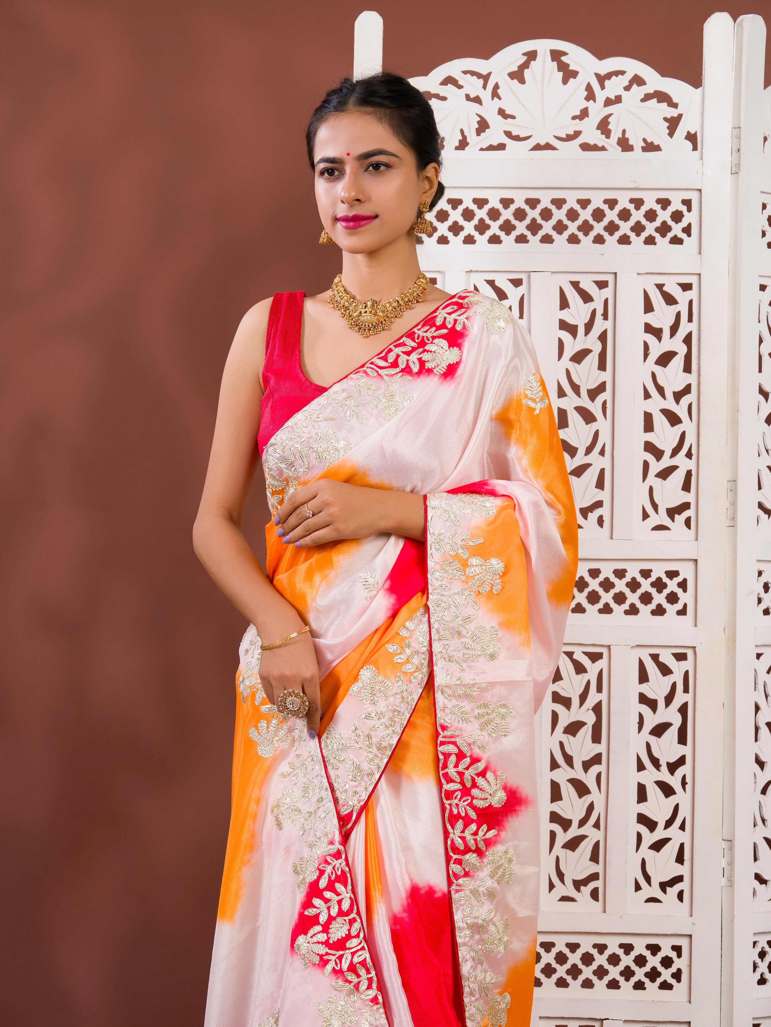 By Faag Saree With Gotapatti Work