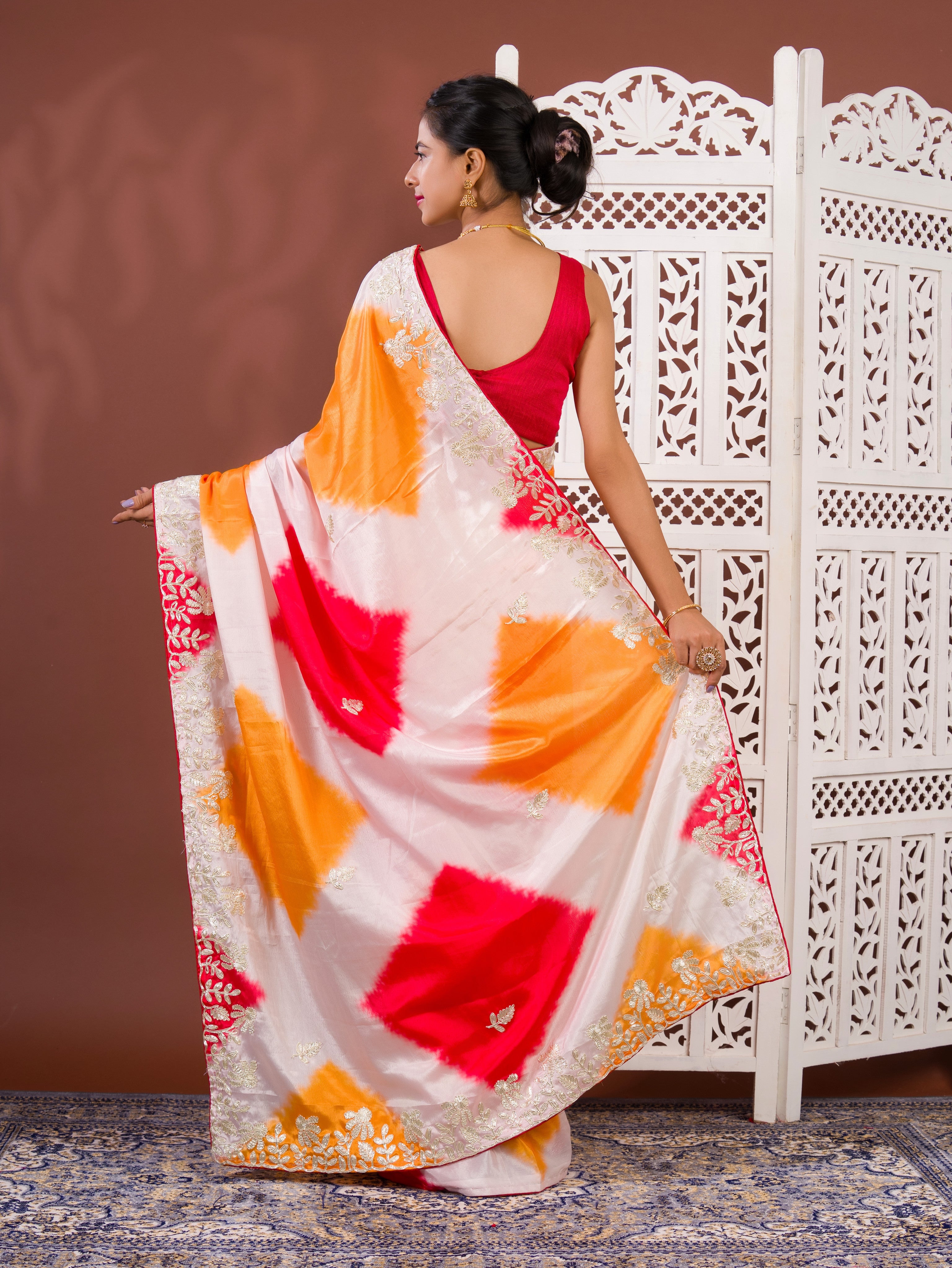 By Faag Saree With Gotapatti Work