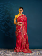 By Bandhani Saree With Traditional Wear