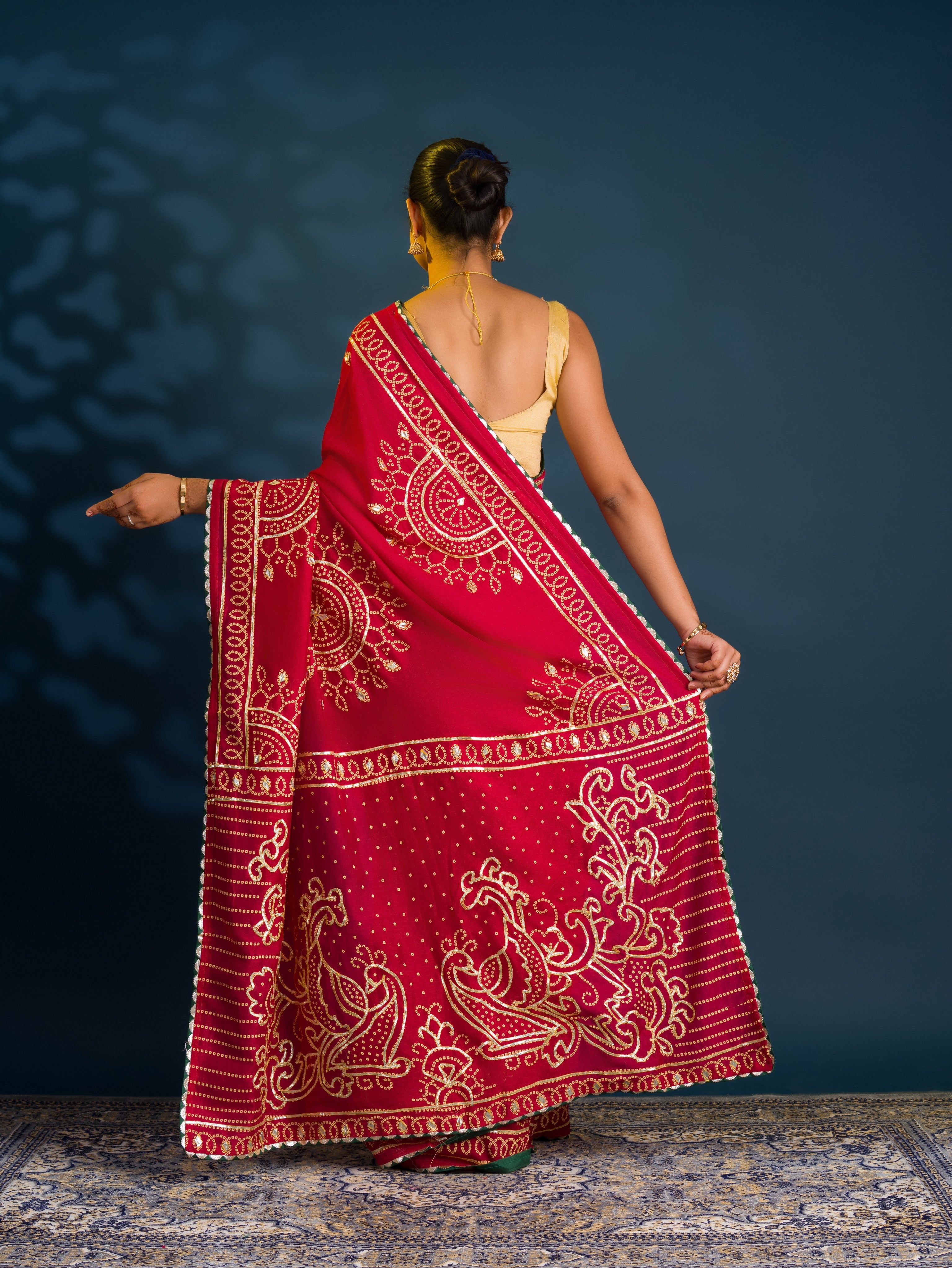 By Bandhani Saree With Traditional Wear
