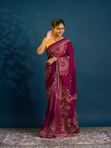 By Bandhani Saree With Traditional Wear