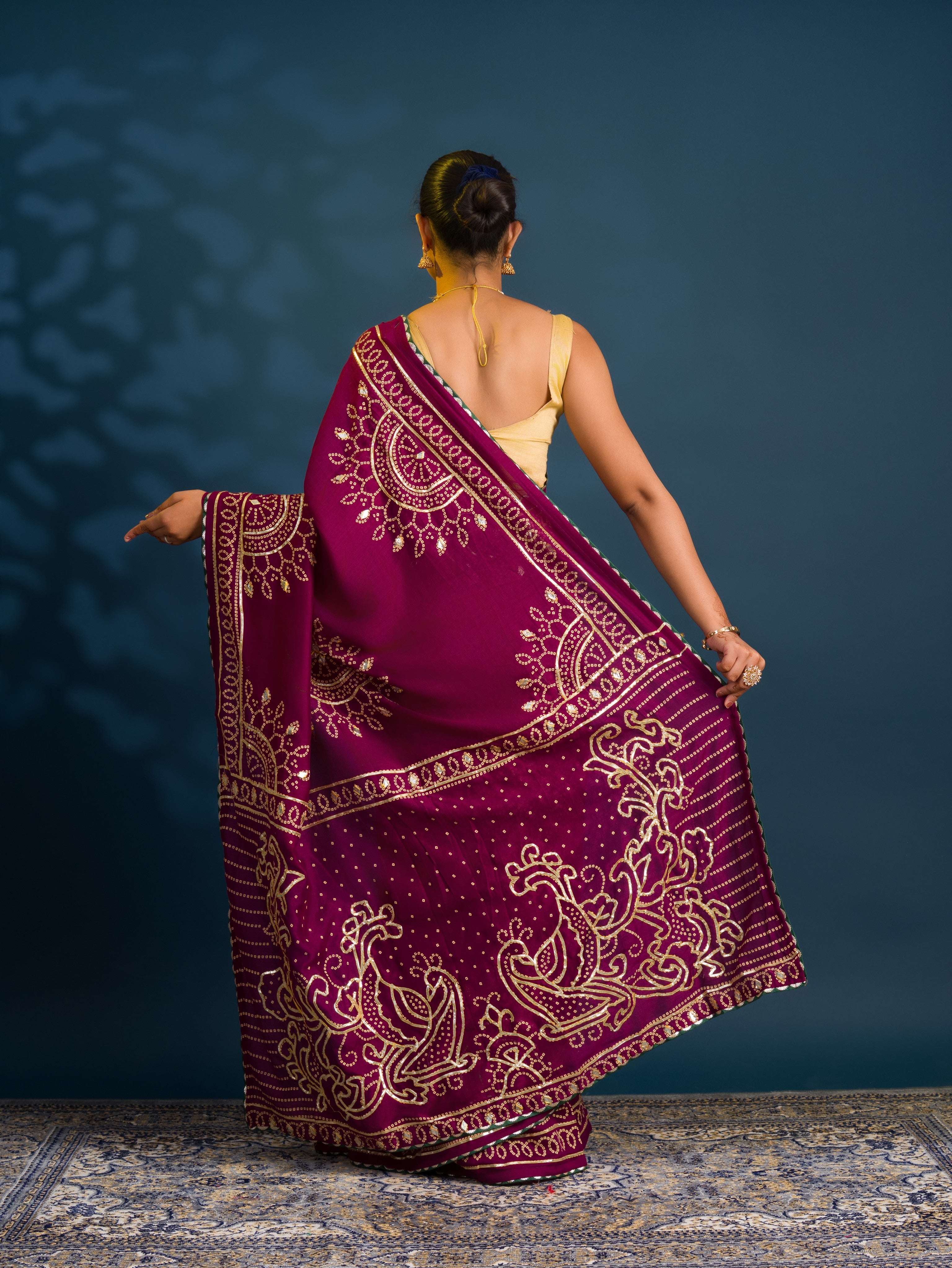 By Bandhani Saree With Traditional Wear