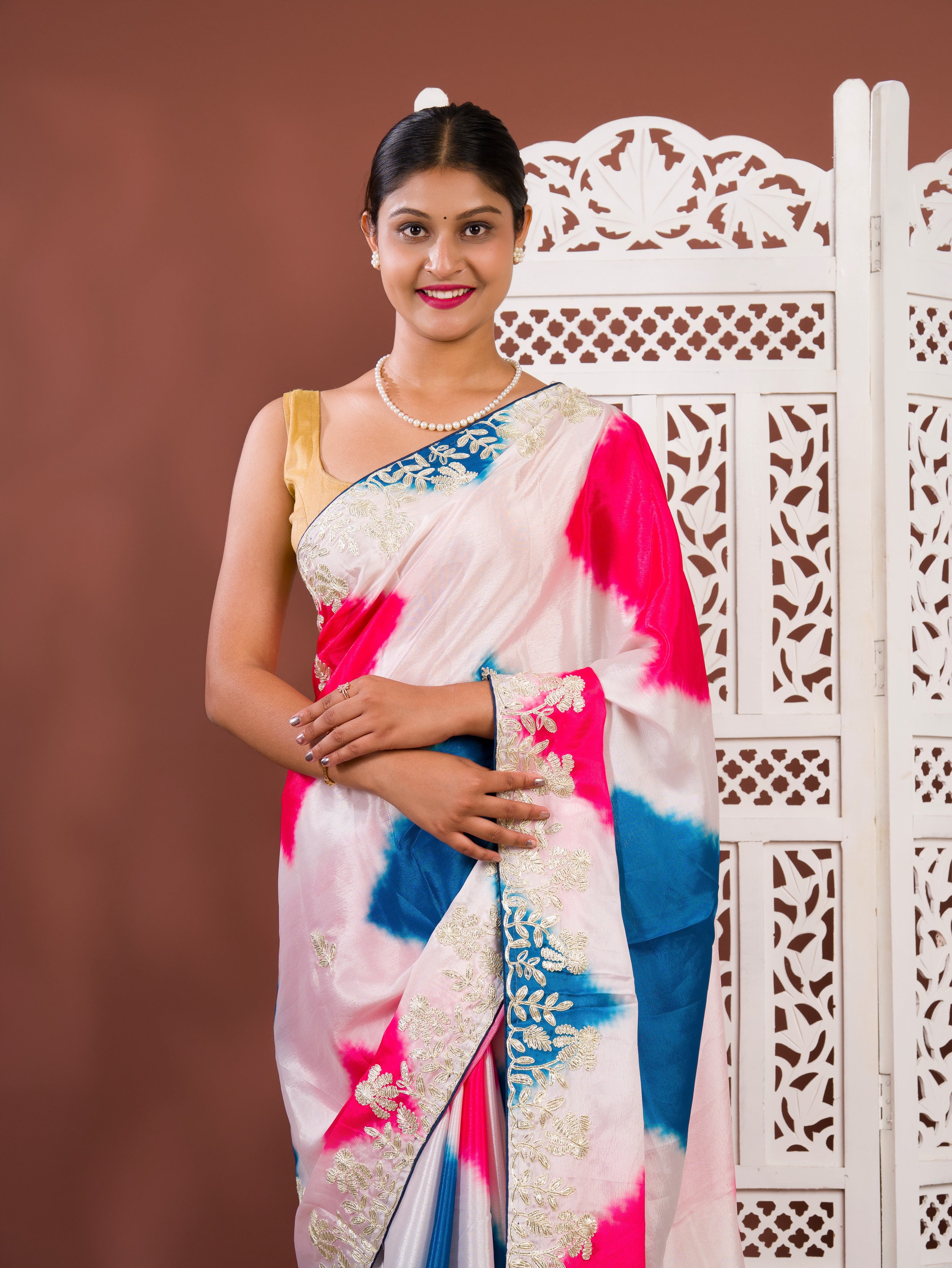 By Faag Saree With Gotapatti Work