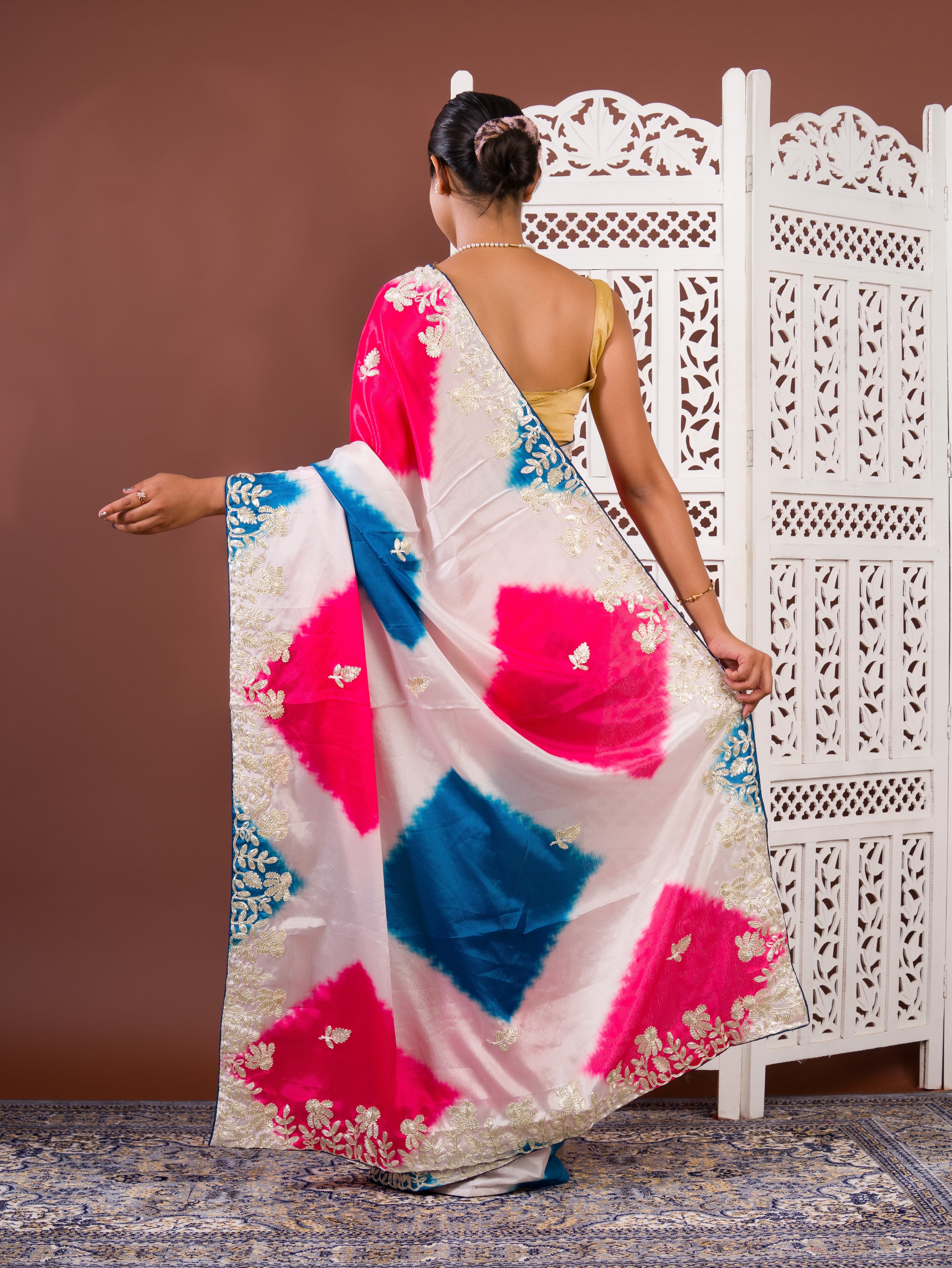 By Faag Saree With Gotapatti Work