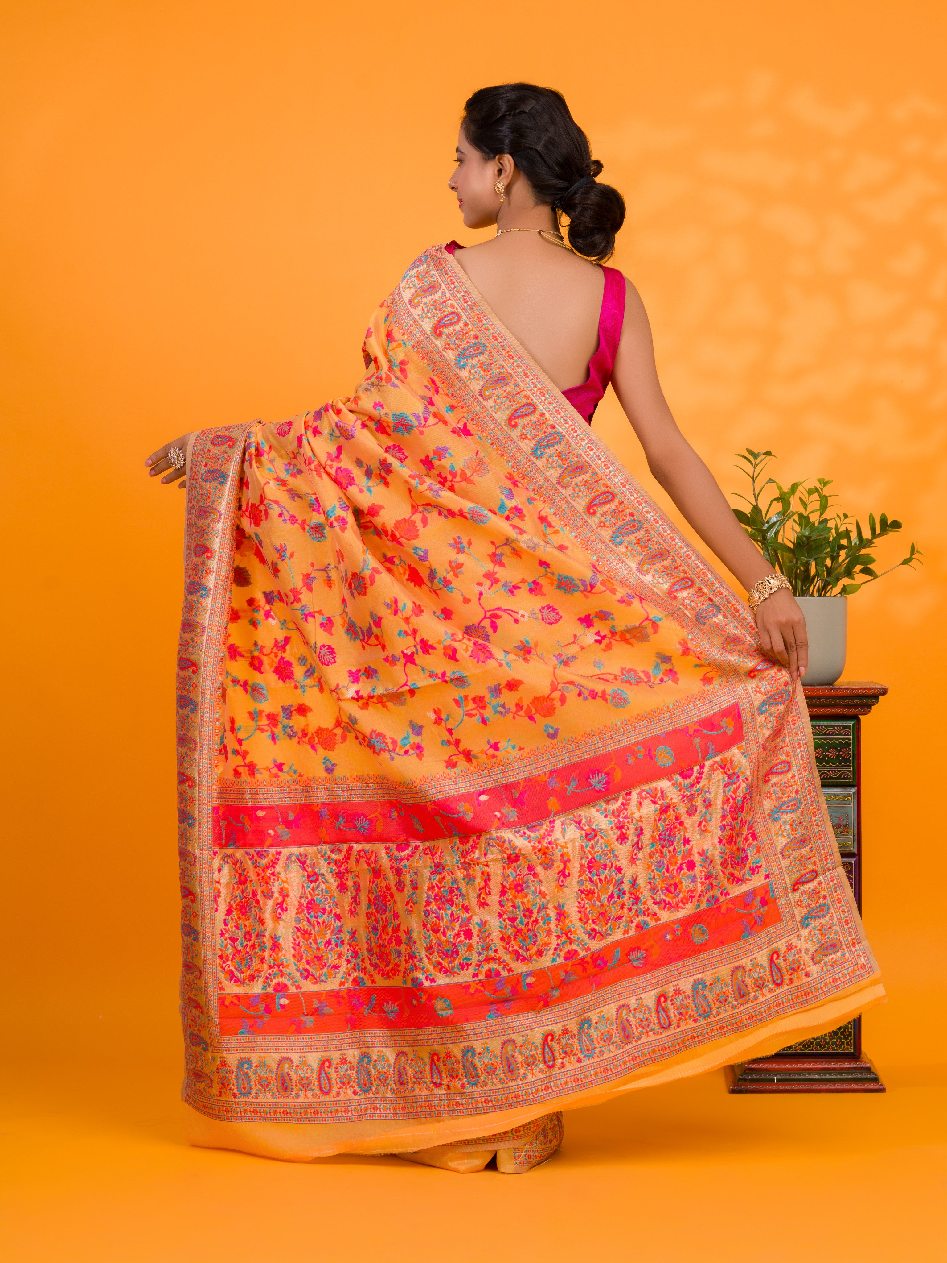 KcPc New special Cotton Silk Kashmiri Style With Meenakari weavingwork Saree SWA