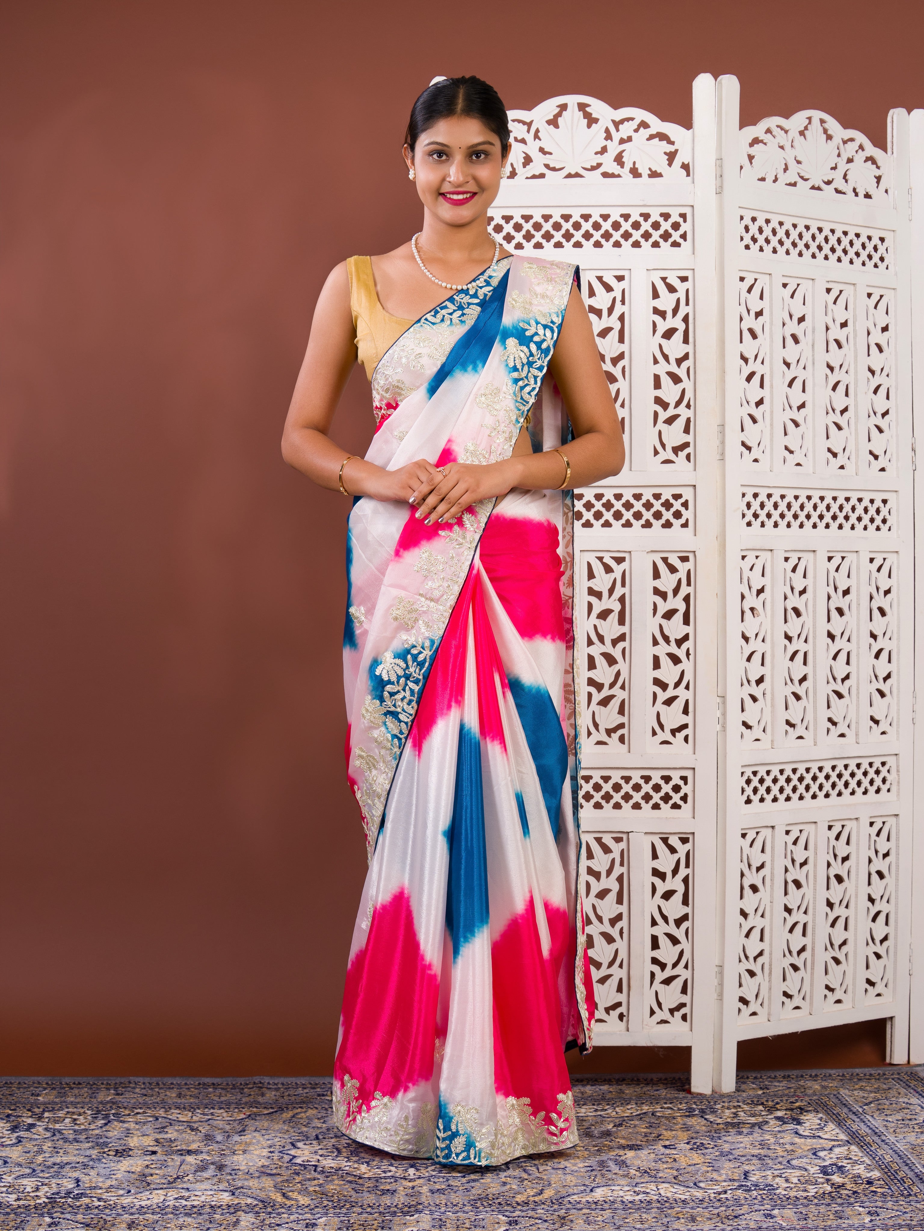 By Faag Saree With Gotapatti Work