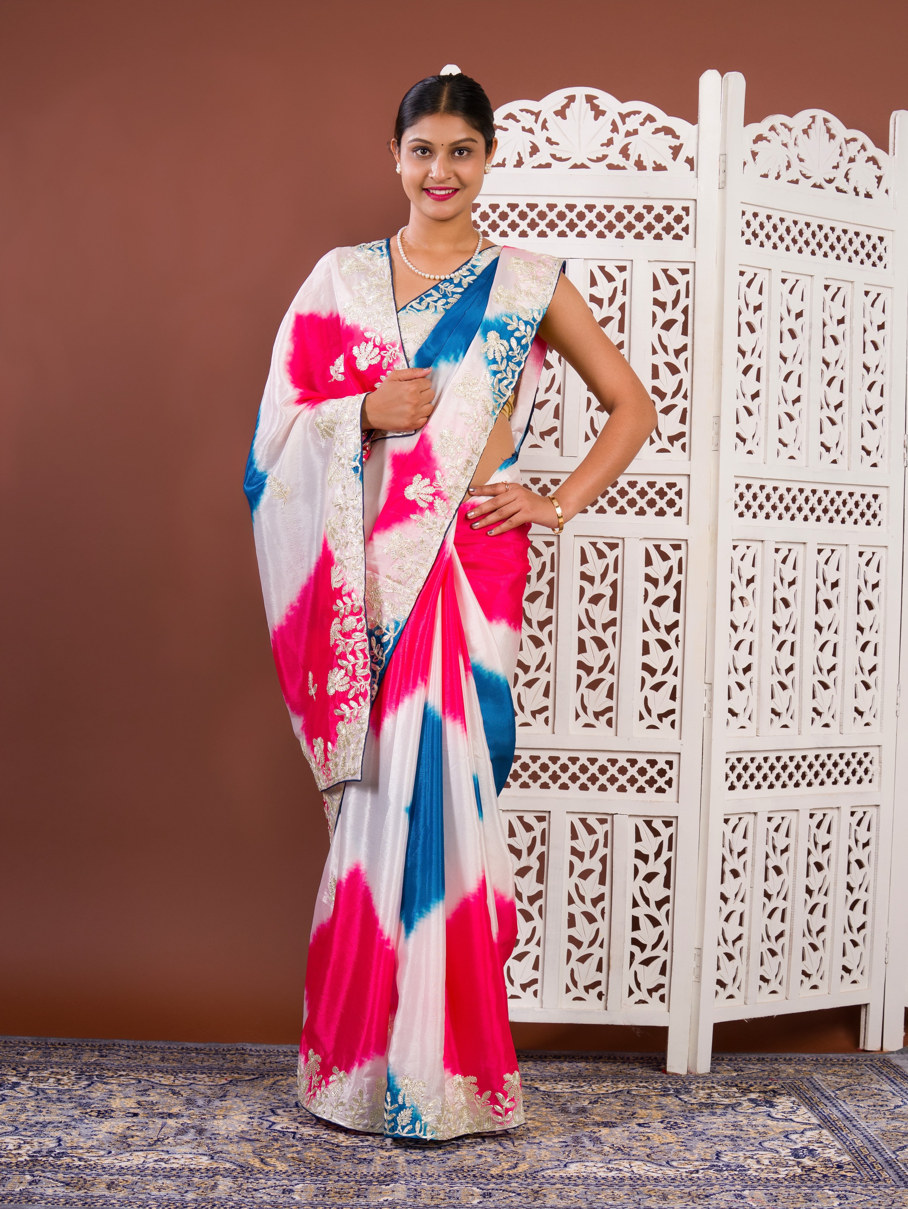 By Faag Saree With Gotapatti Work