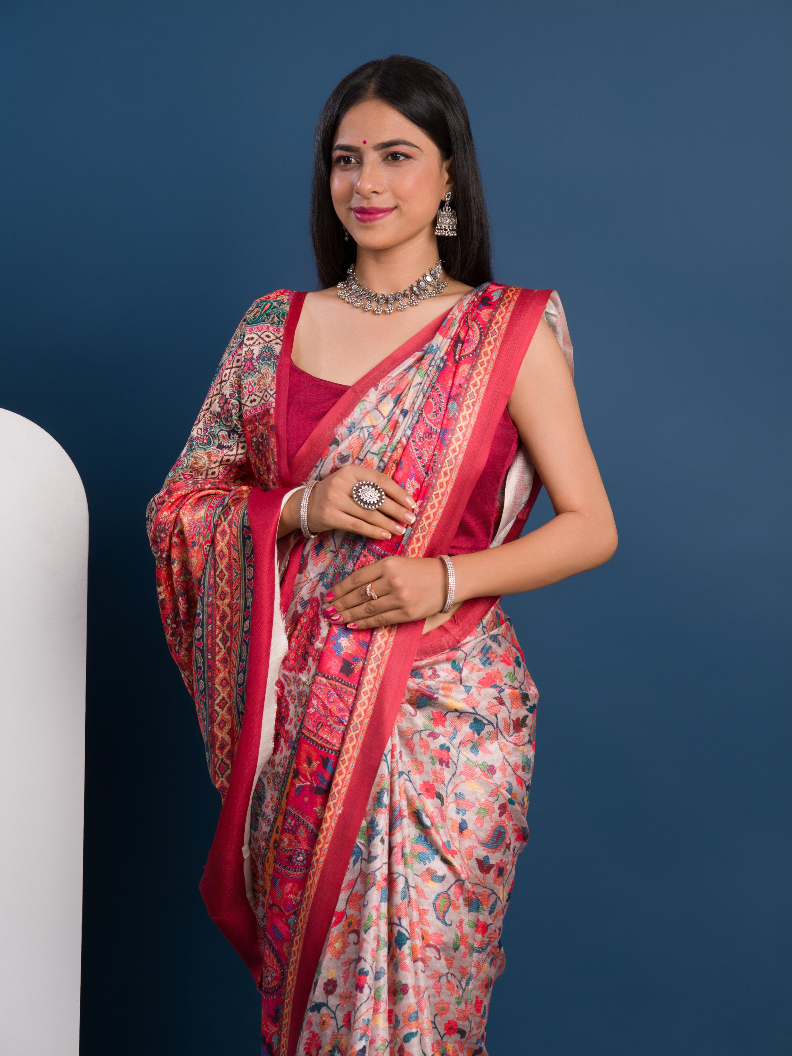Pashmina Soft Silk Pashmina Style With Digital Print Work Saree under 2000