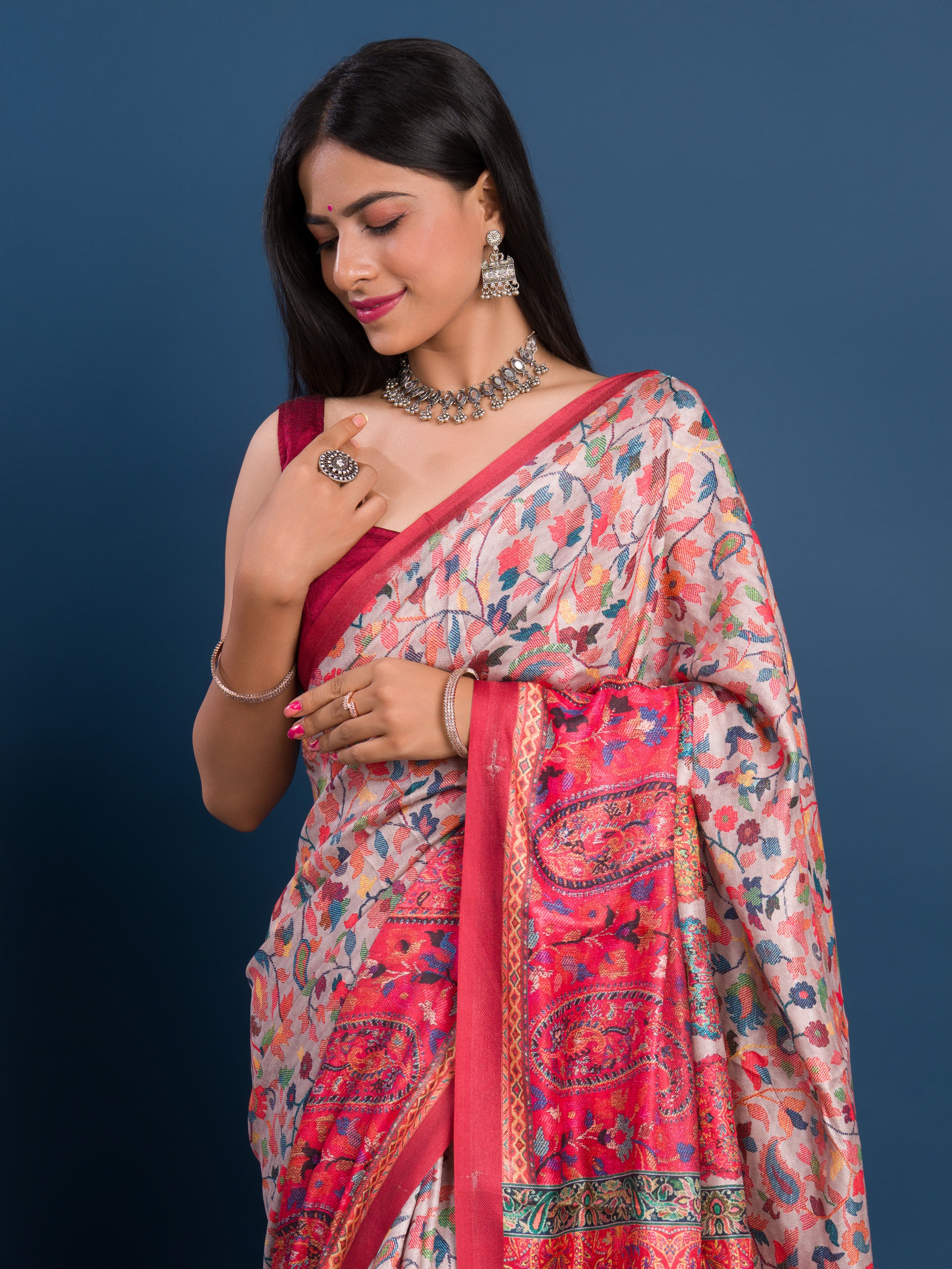 Pashmina Soft Silk Pashmina Style With Digital Print Work Saree under 2000