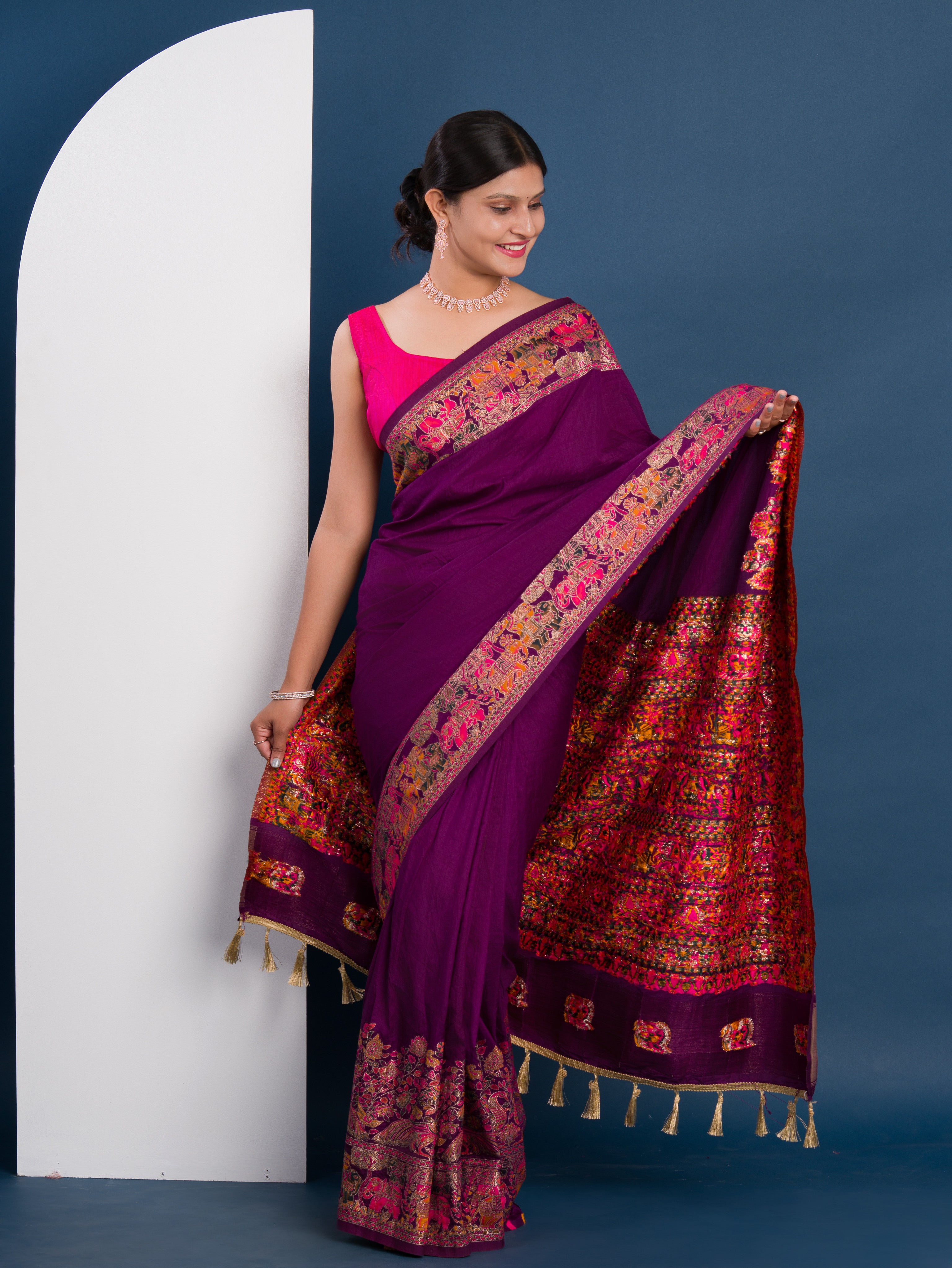 Designer Kashmiri Pashmina Silk Weaving Saree