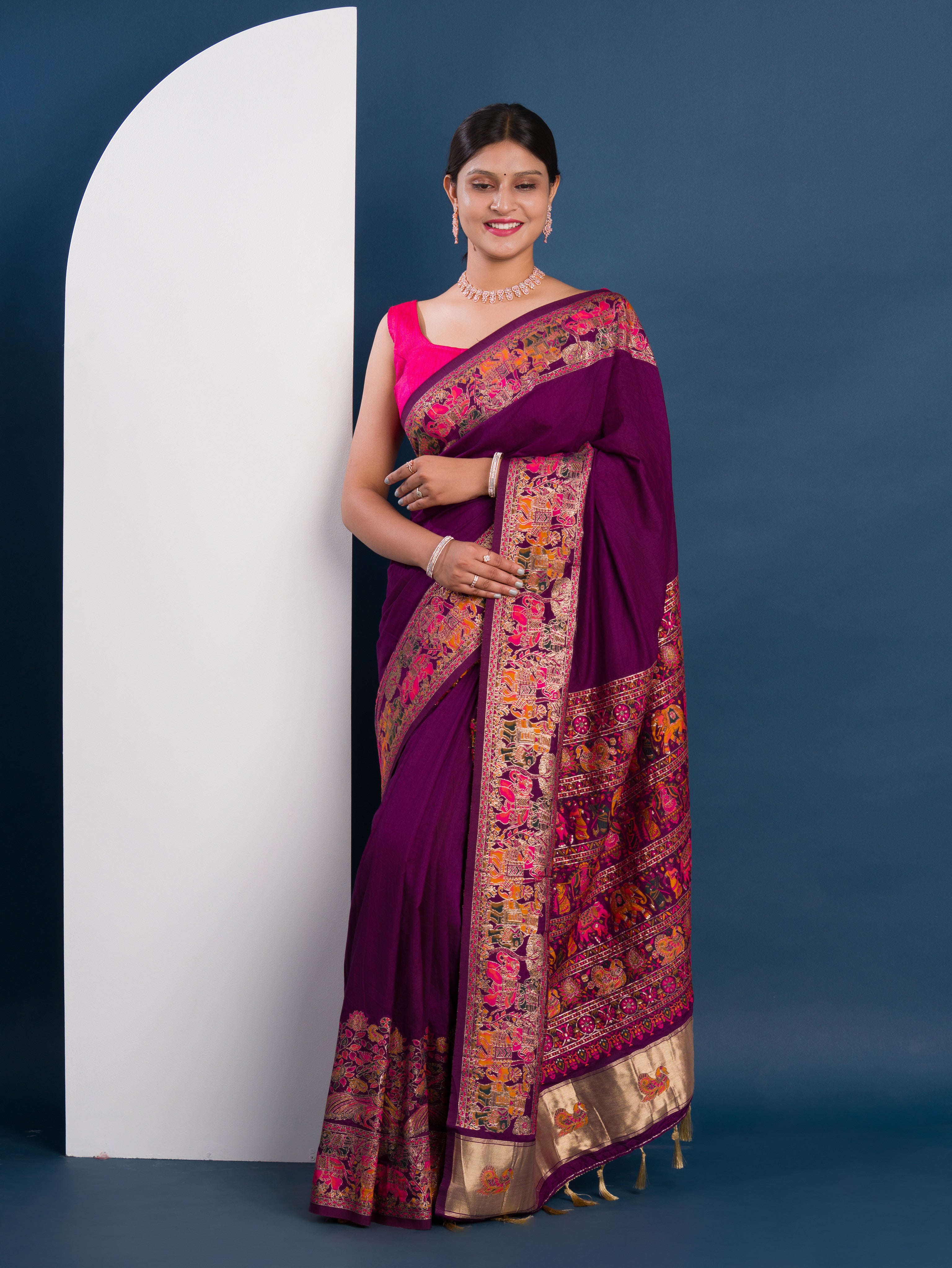 Designer Kashmiri Pashmina Silk Weaving Saree
