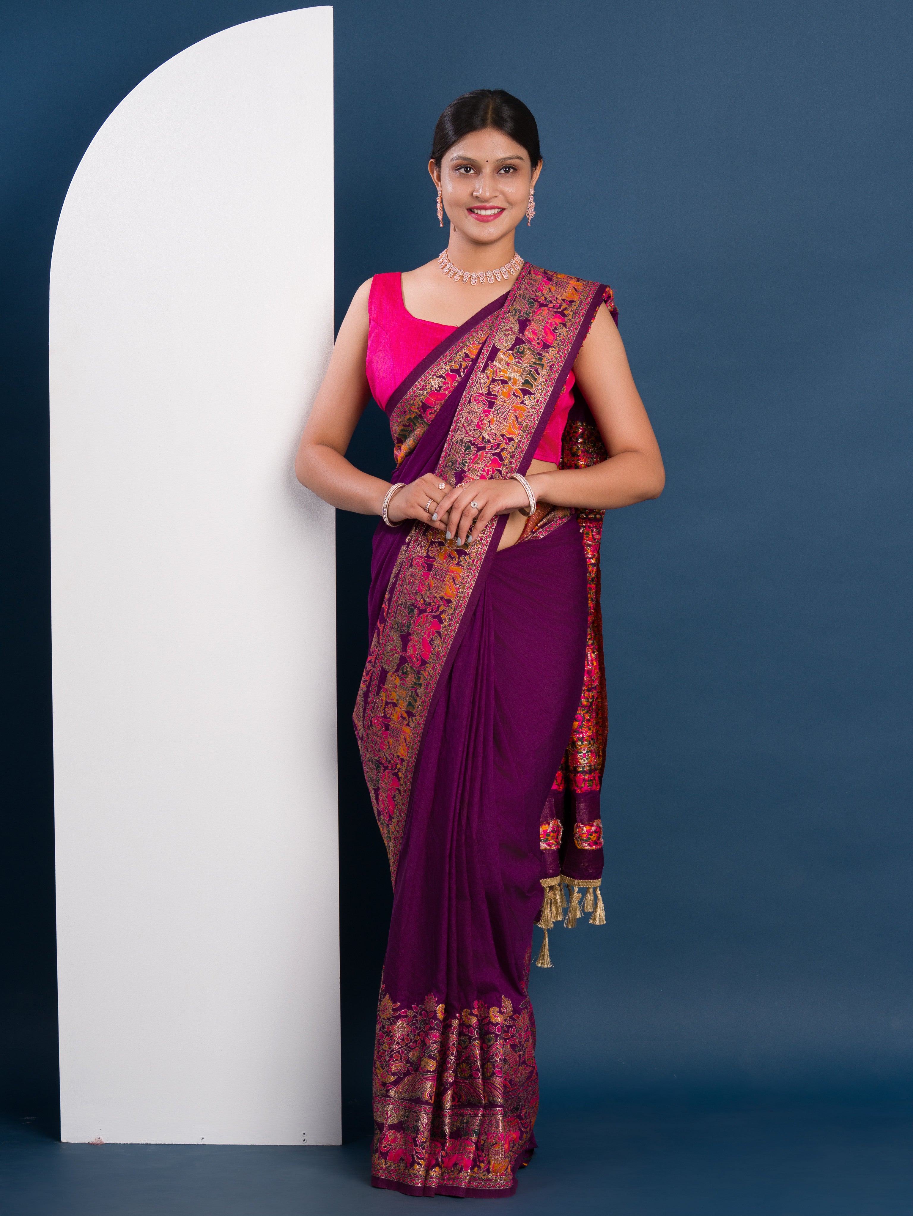 Designer Kashmiri Pashmina Silk Weaving Saree