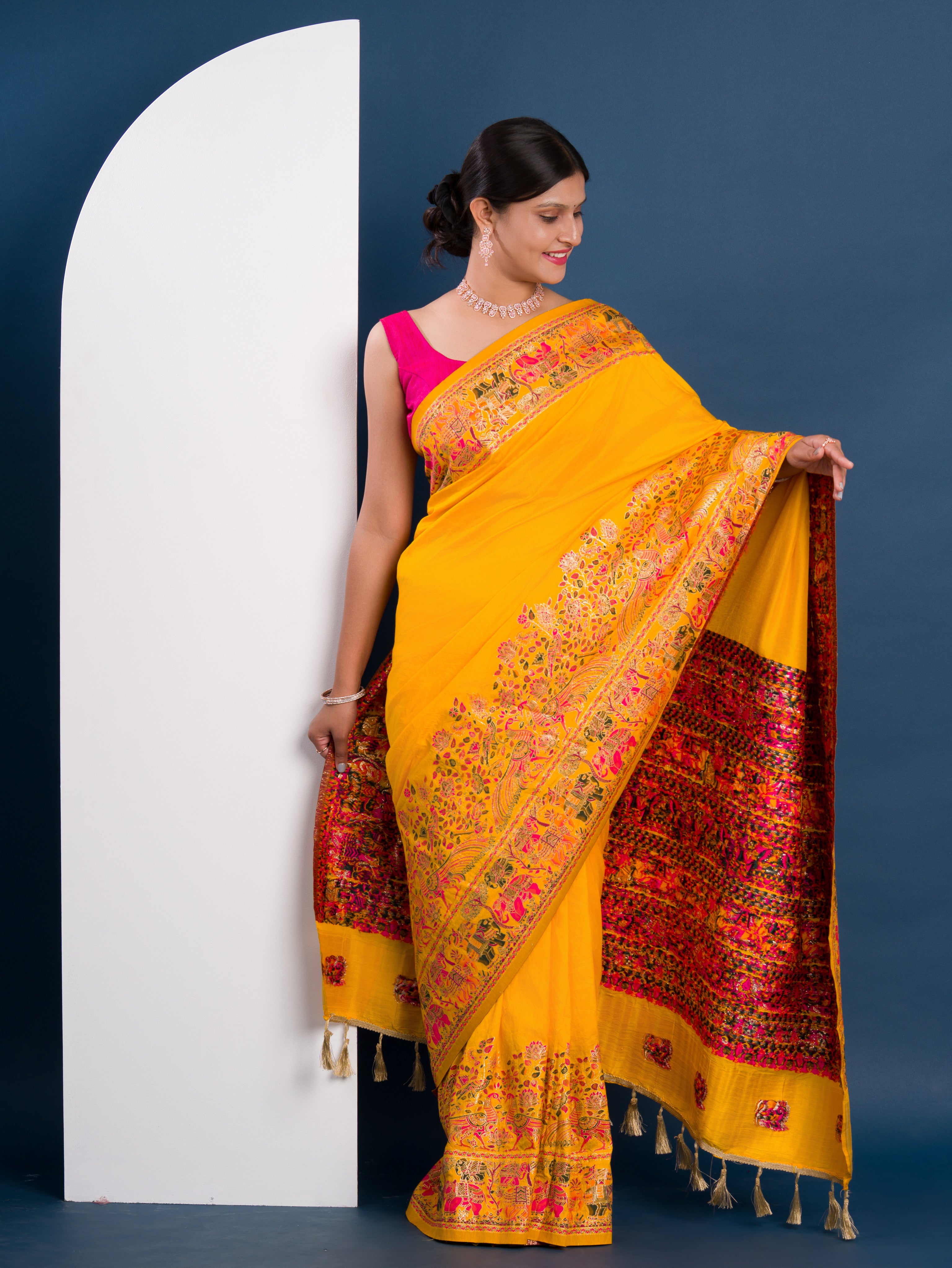 KcPc New SpecialDesigner Kashmiri Pashmina Silk Weaving Saree VJT