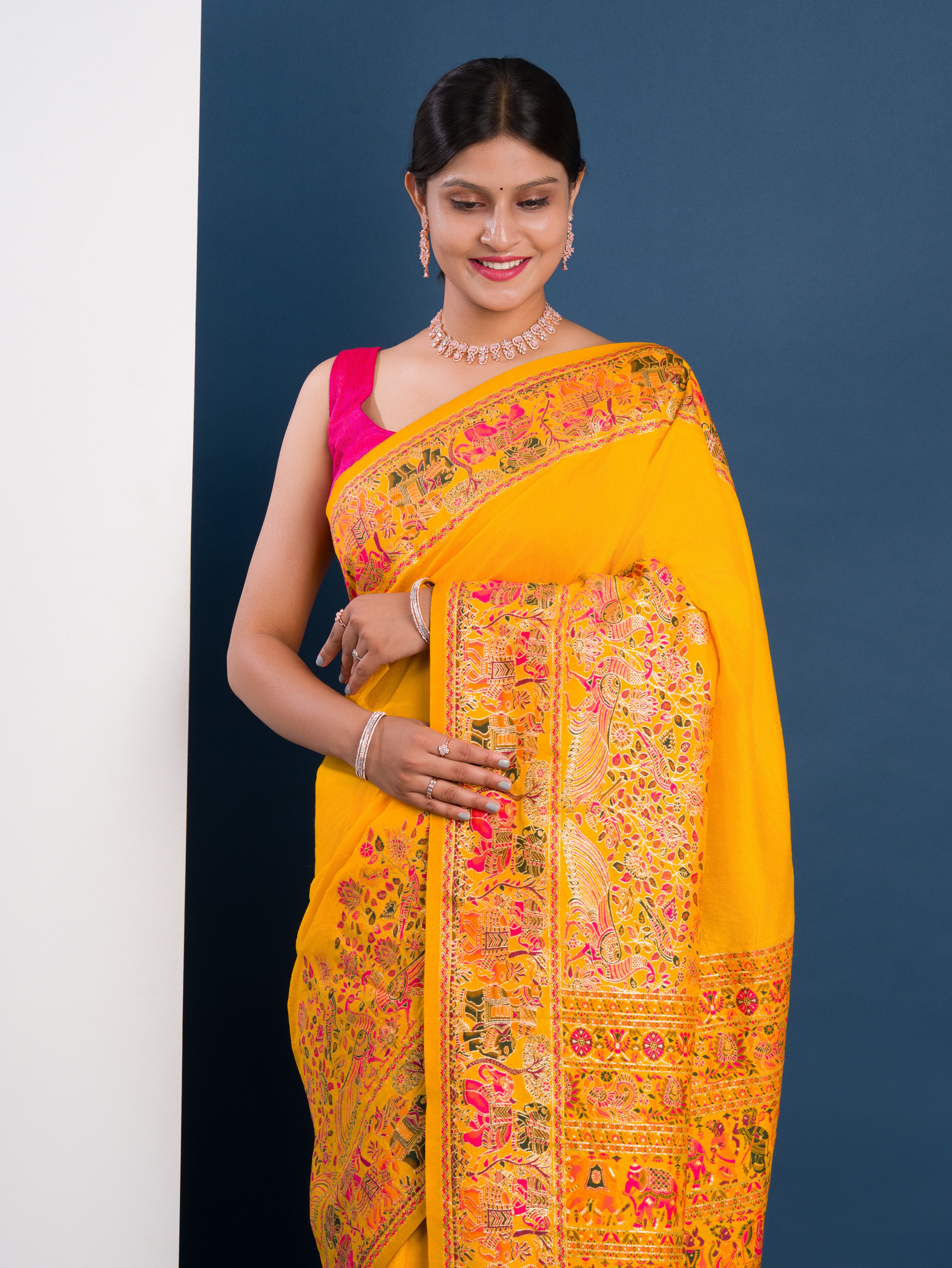 KcPc New SpecialDesigner Kashmiri Pashmina Silk Weaving Saree VJT