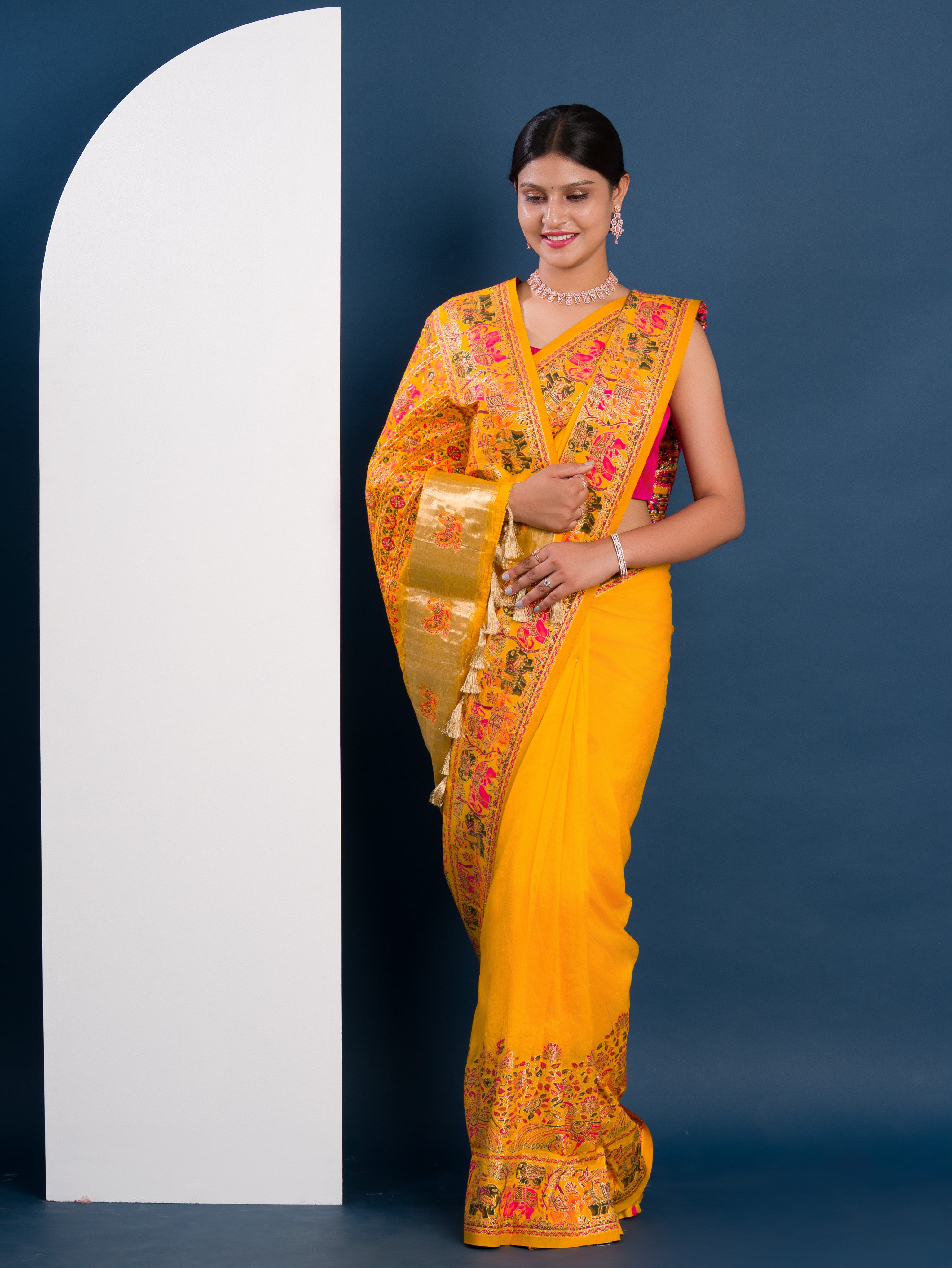 KcPc New SpecialDesigner Kashmiri Pashmina Silk Weaving Saree VJT