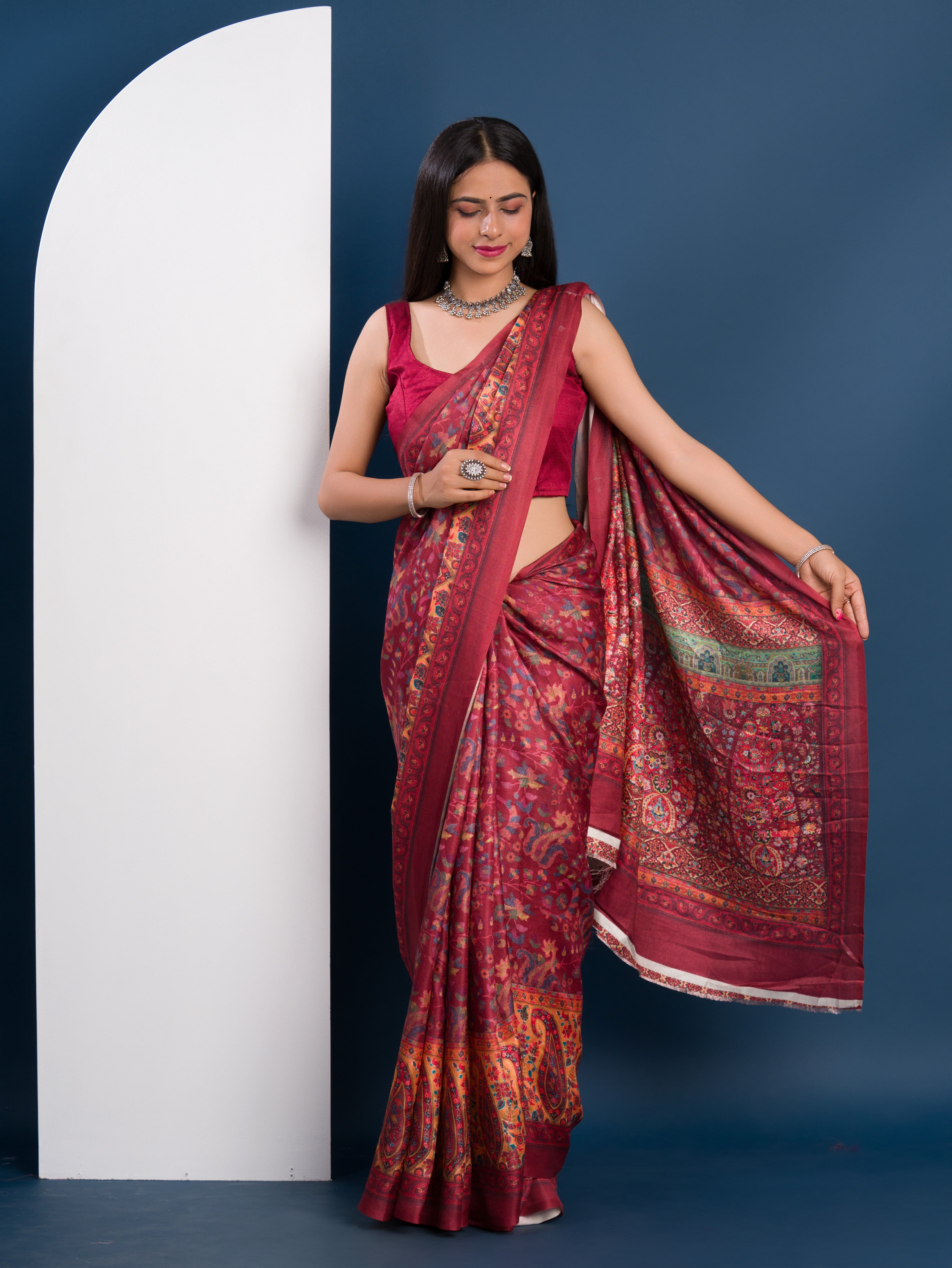 Pashmina Style With Digital Print Work Saree