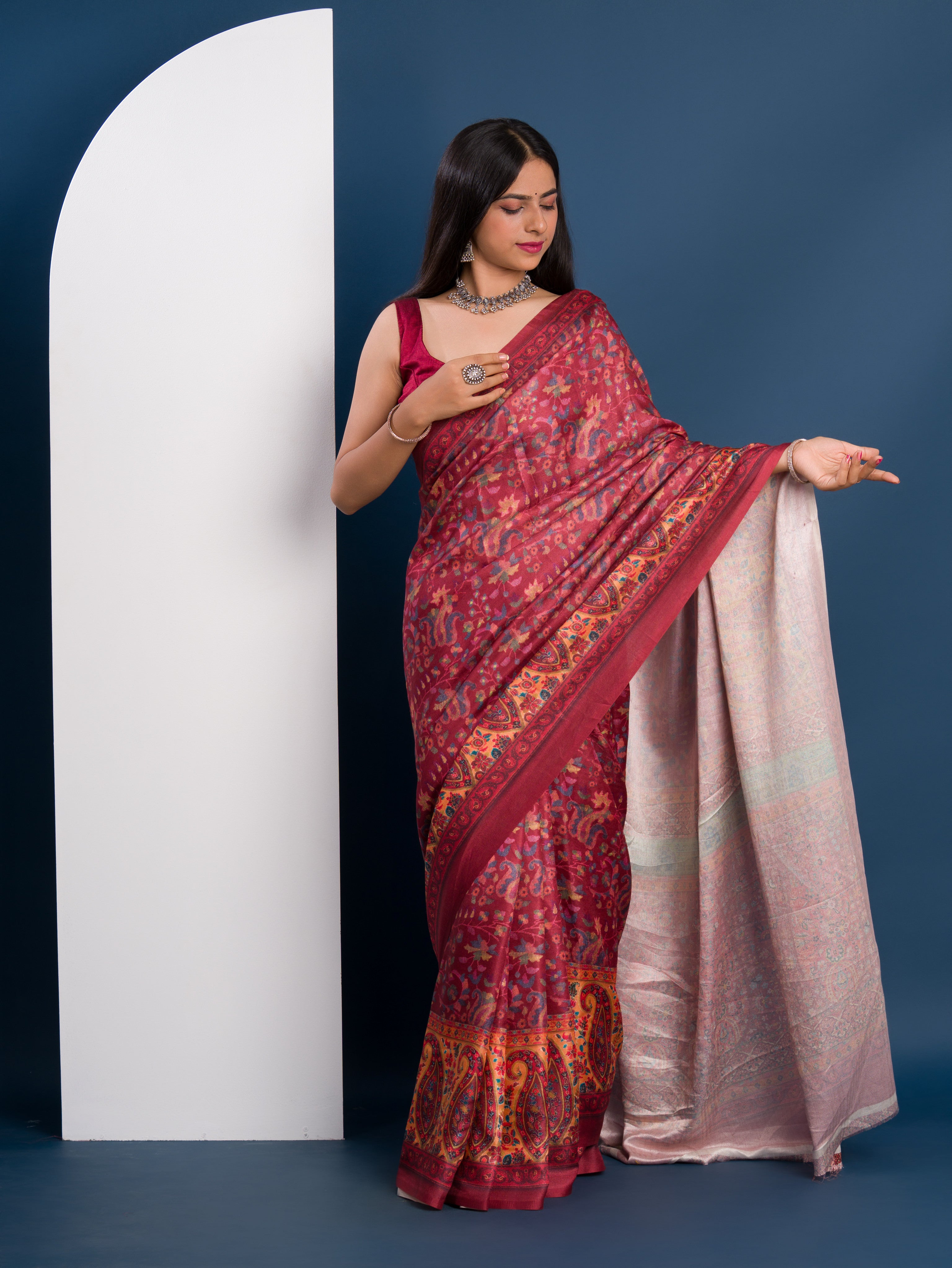 Pashmina Style With Digital Print Work Saree