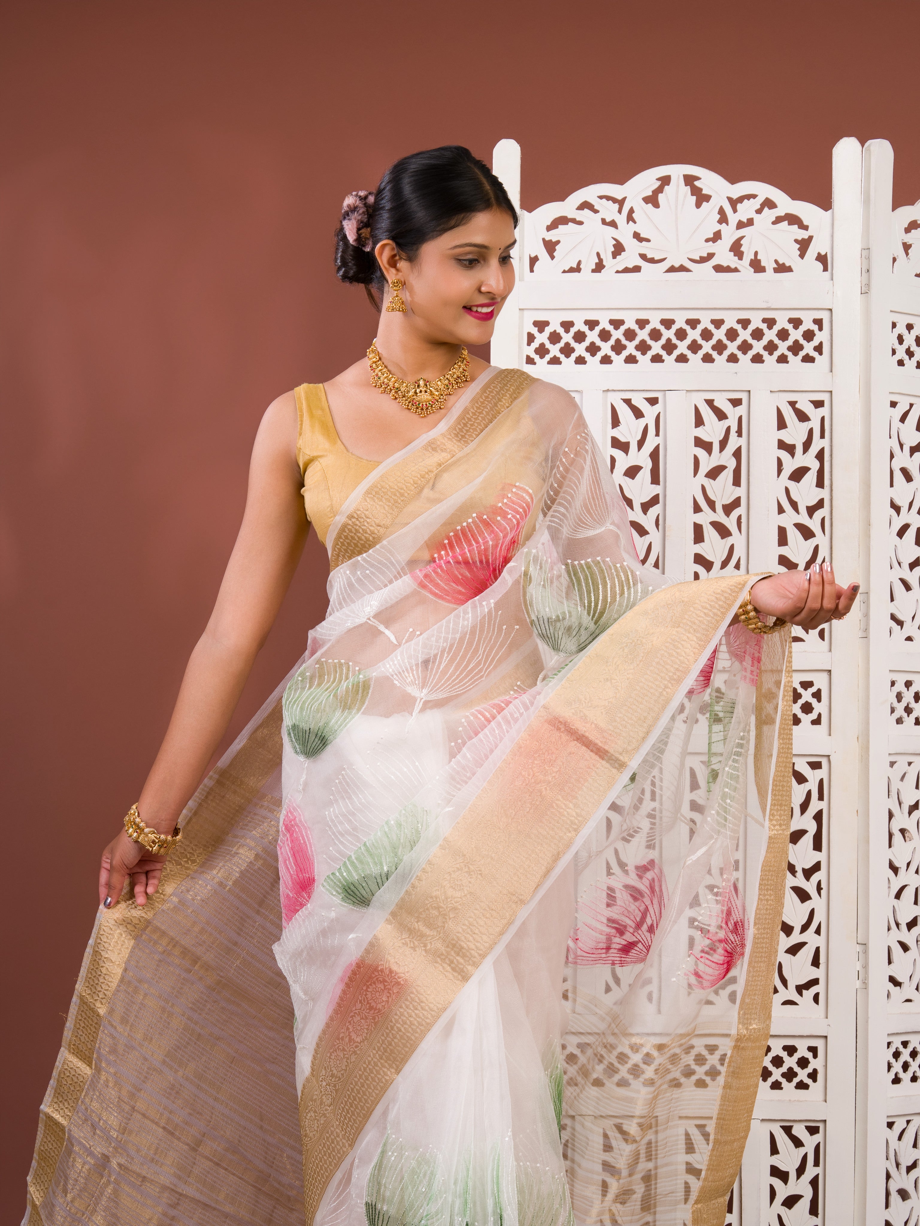 By Printed Saree With Festive wear