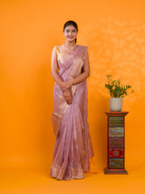Tissue Silk Banarasi style With Zari border Work Saree