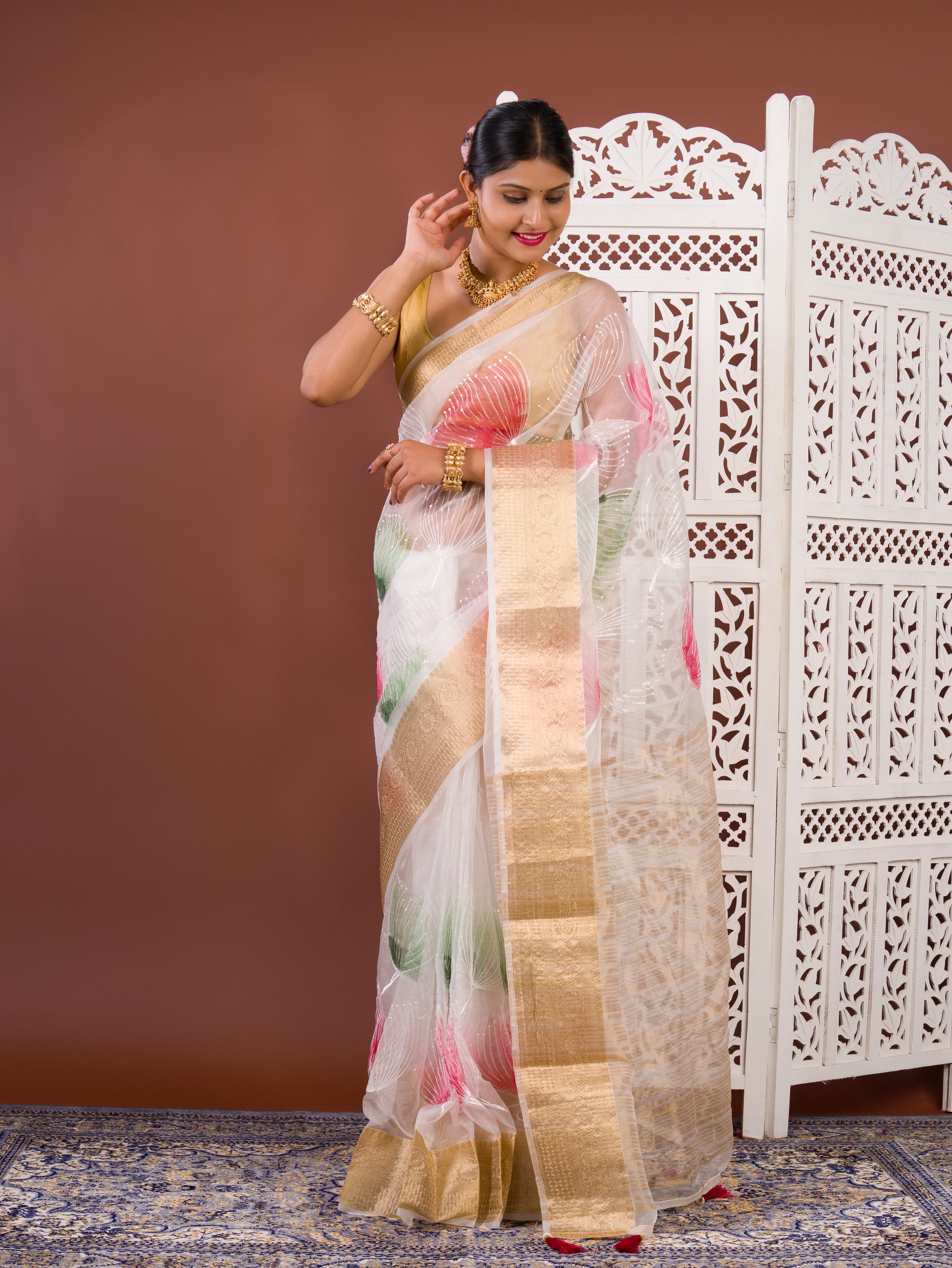 By Printed Saree With Festive wear