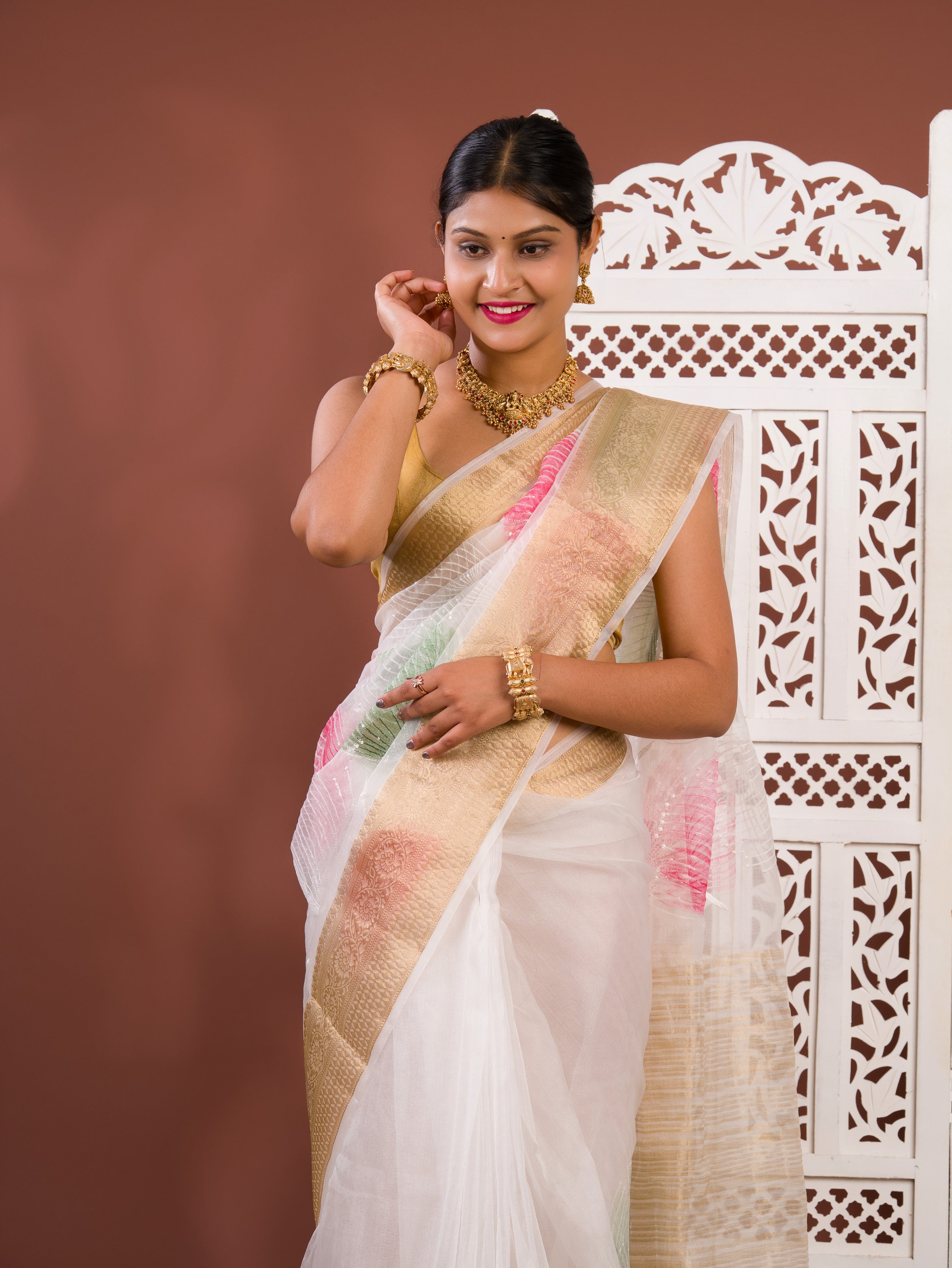 By Printed Saree With Festive wear