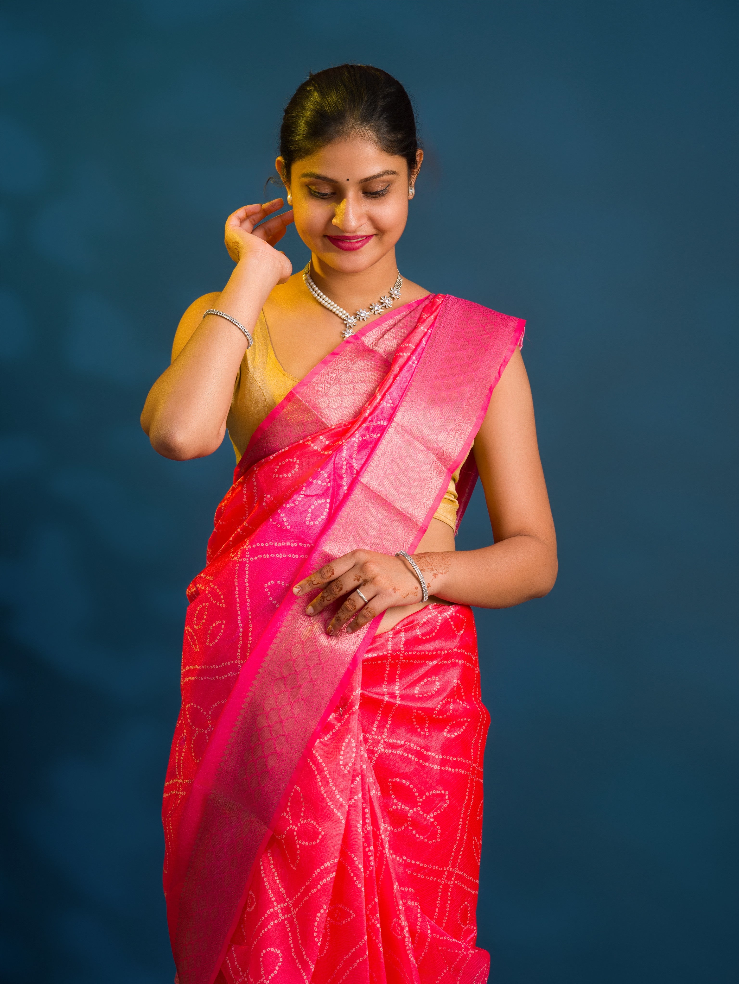 By Bandhani Saree With Festive Wear