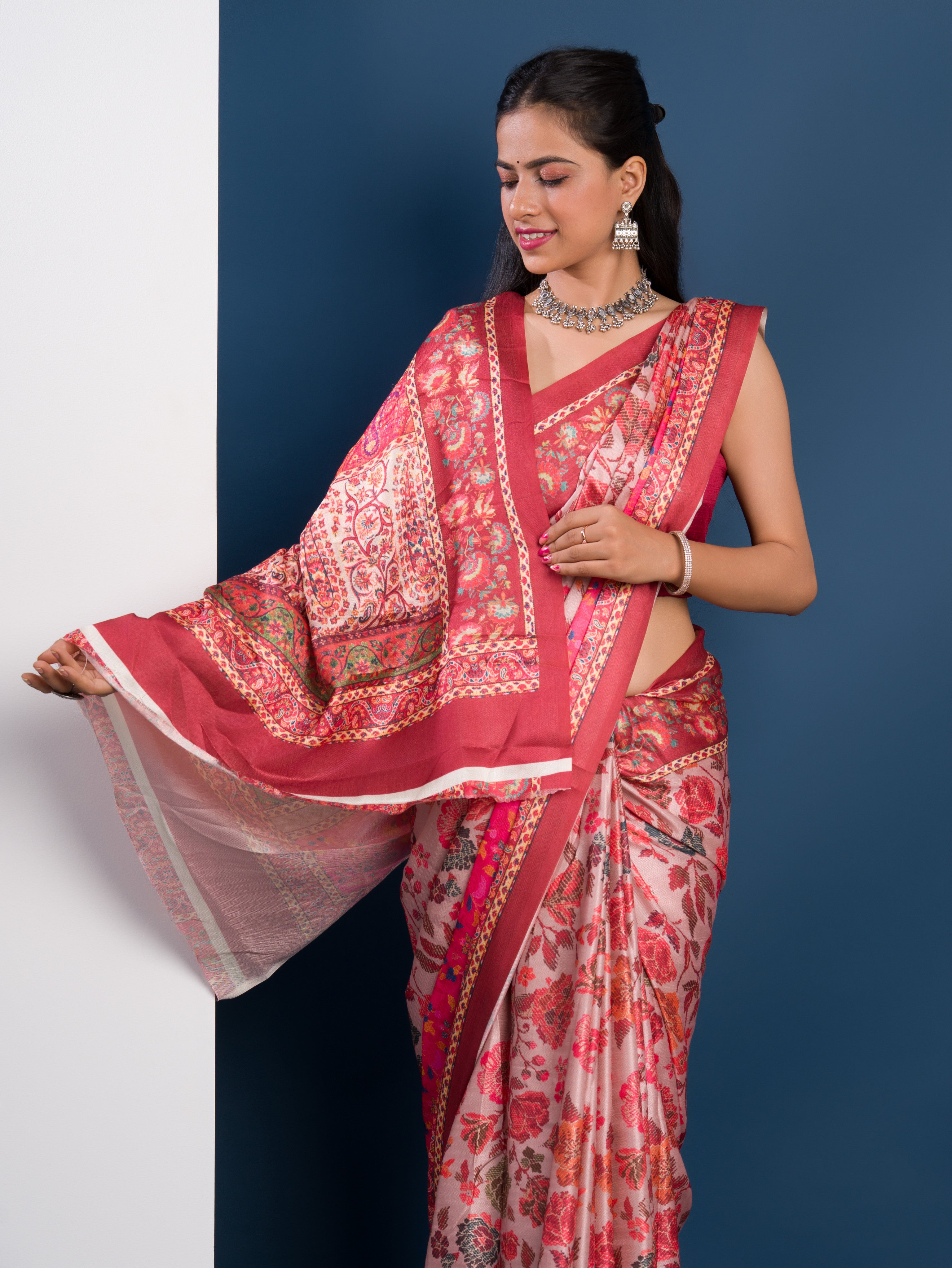 Pashmina Soft Silk Pashmina Style With Digital Print Work Saree under 2000