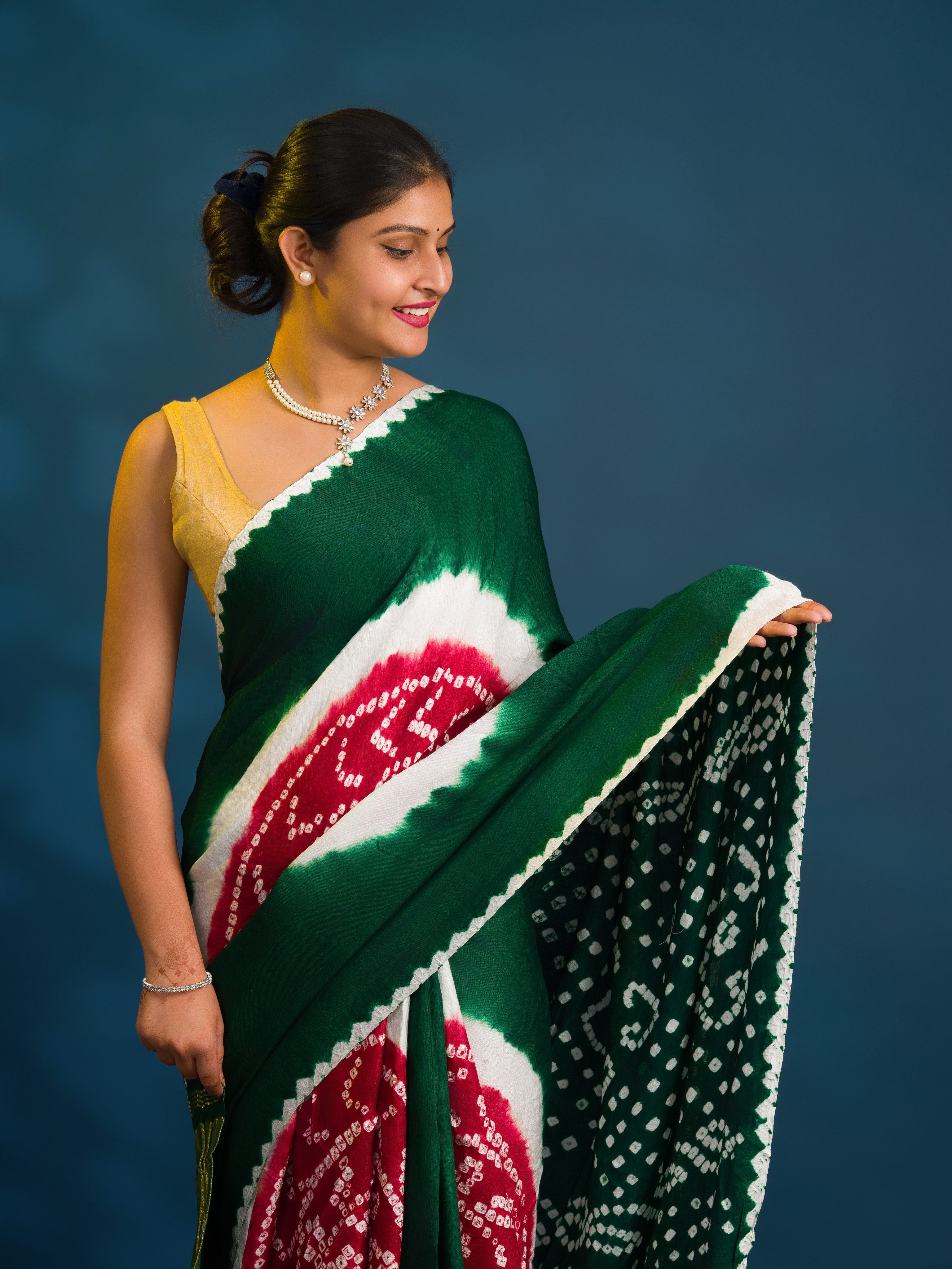 By Bandhani Saree With Festive Wear