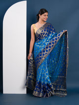 Gharchola Banarasi Silk With Heavy Zari Work Saree in blue colour