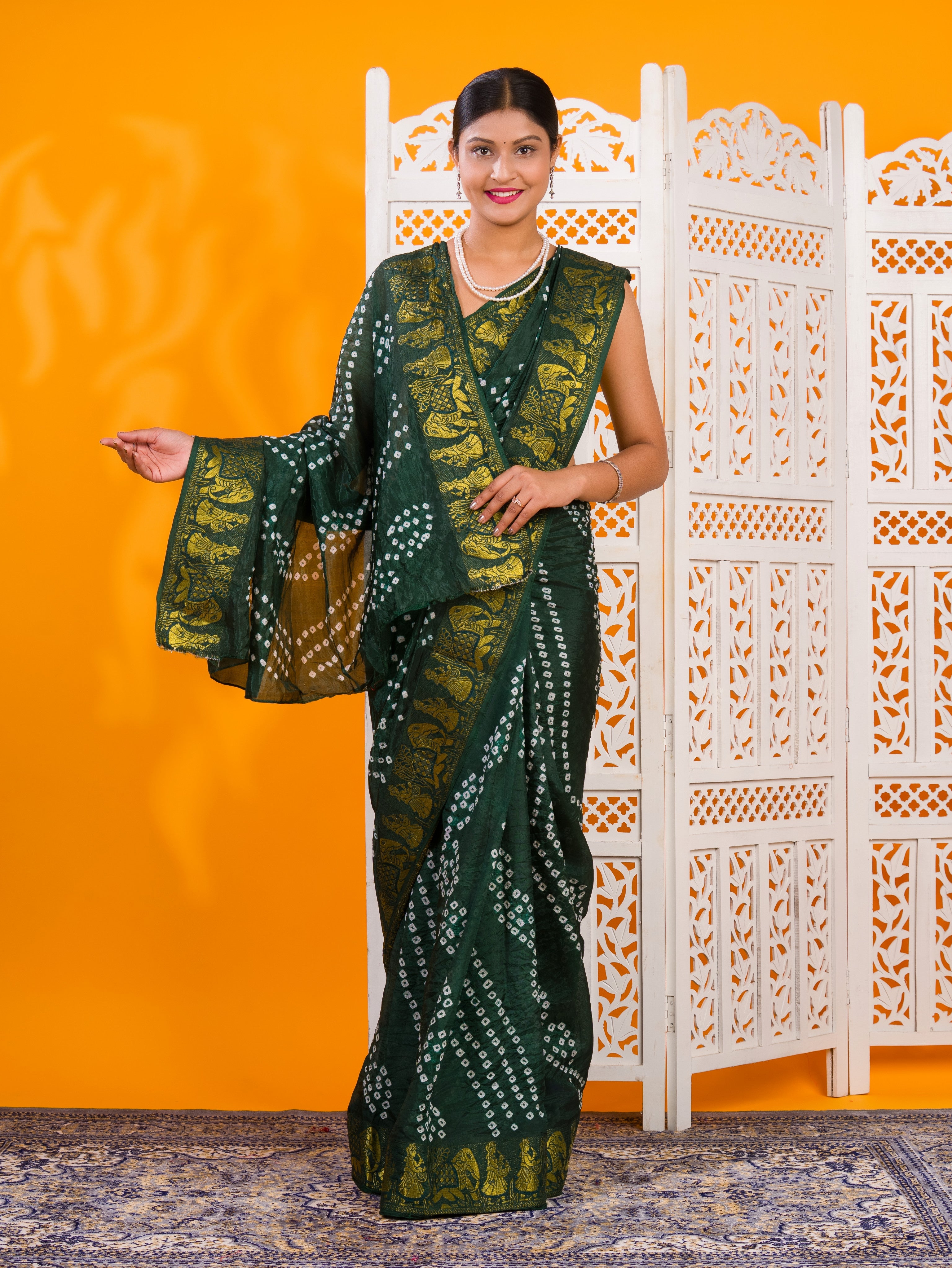 By Bandhani Saree With Festive Wear