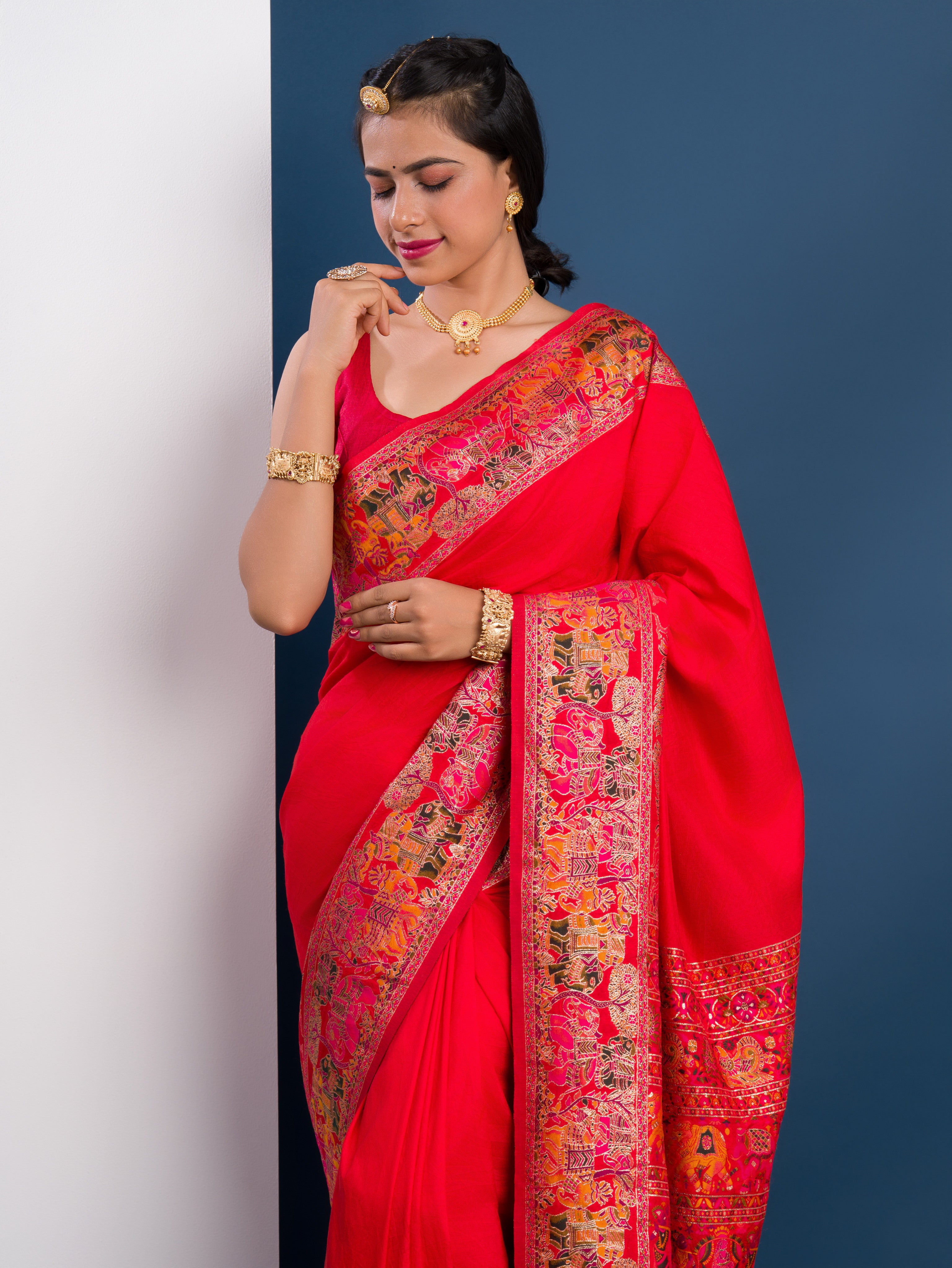 KcPc New latest Designer Kashmiri Pashmina Silk Weaving Saree VJT