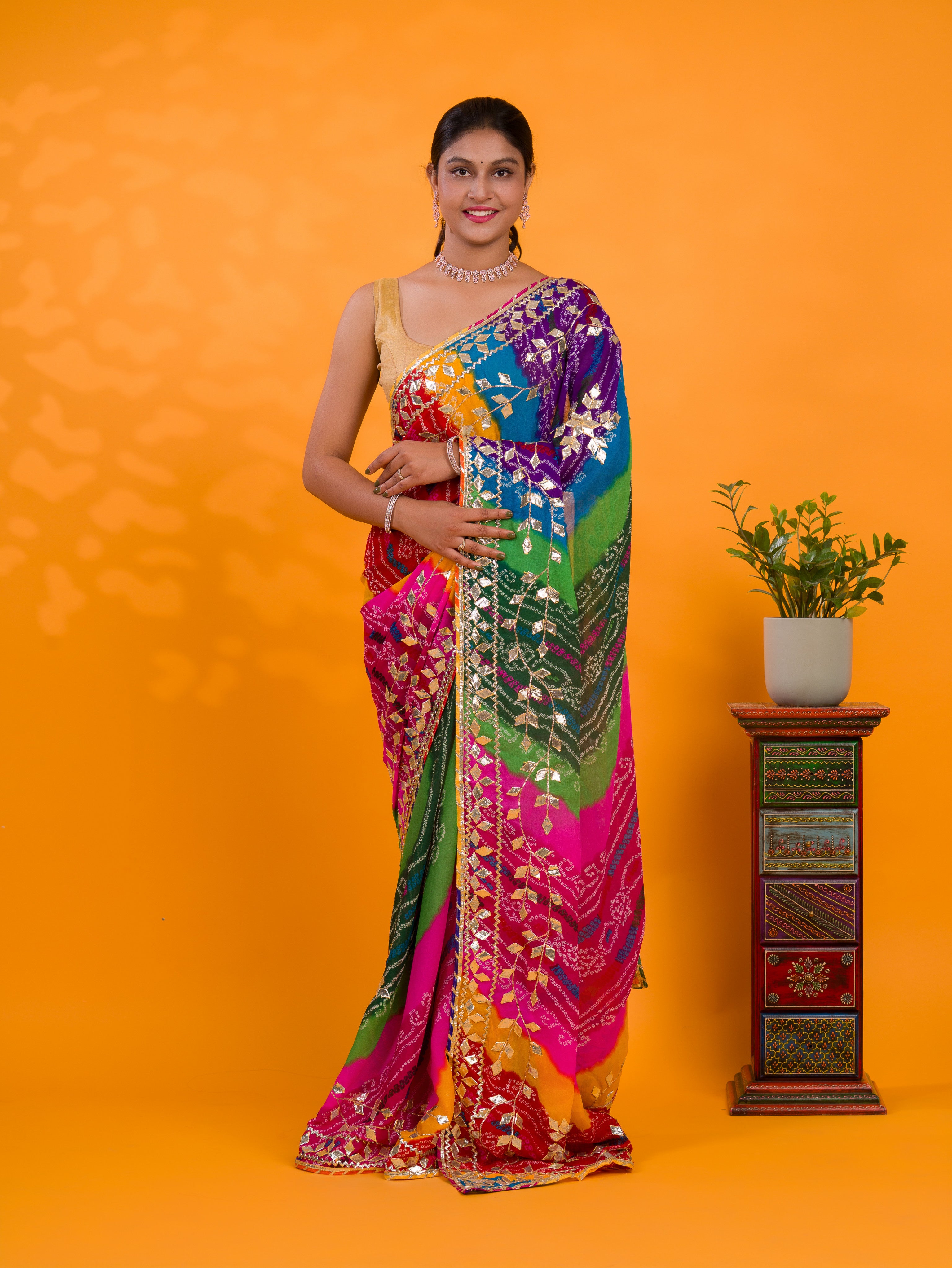 gotapati work saree in multi colour
