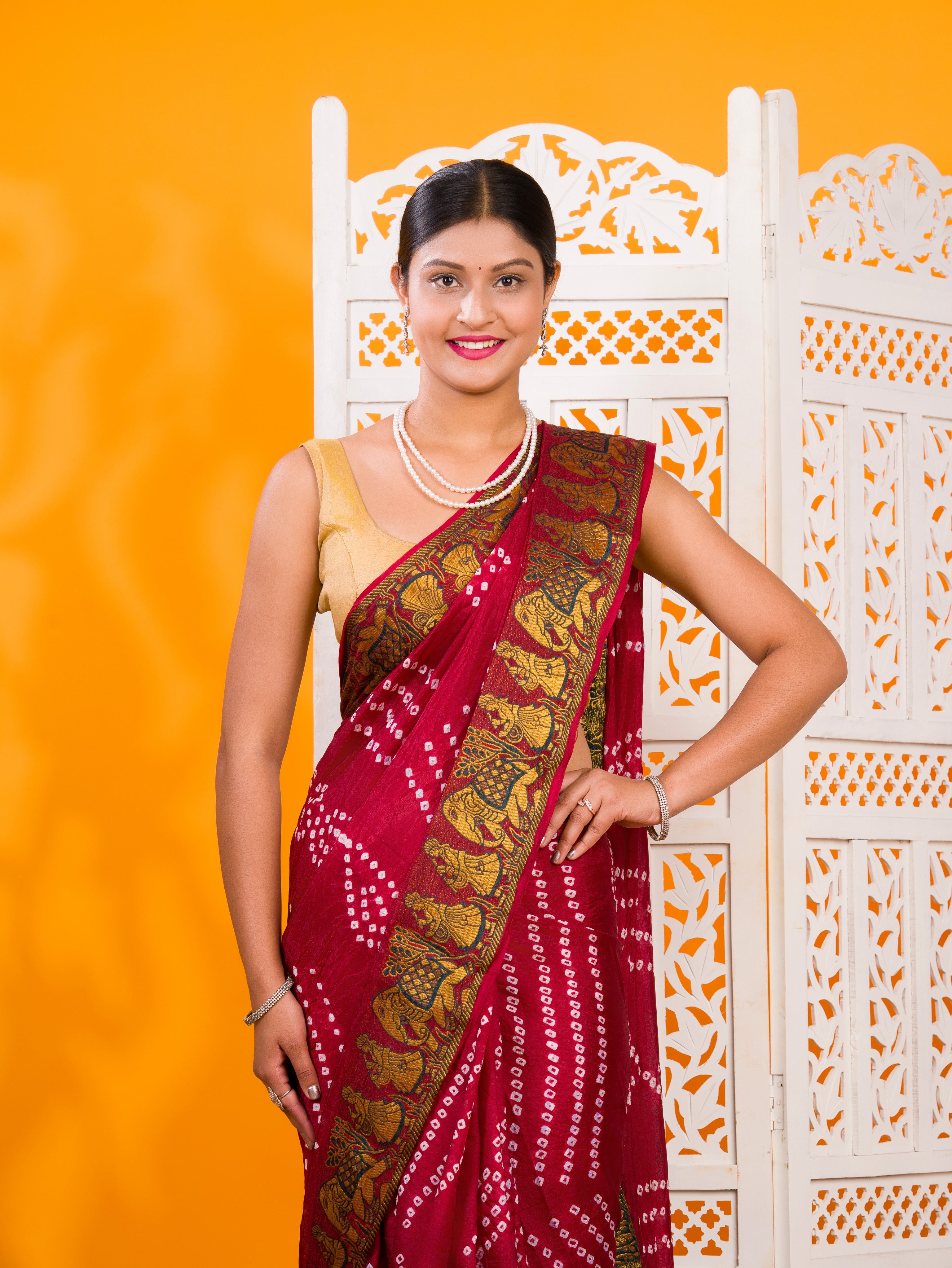 By Bandhani Saree With Festive Wear