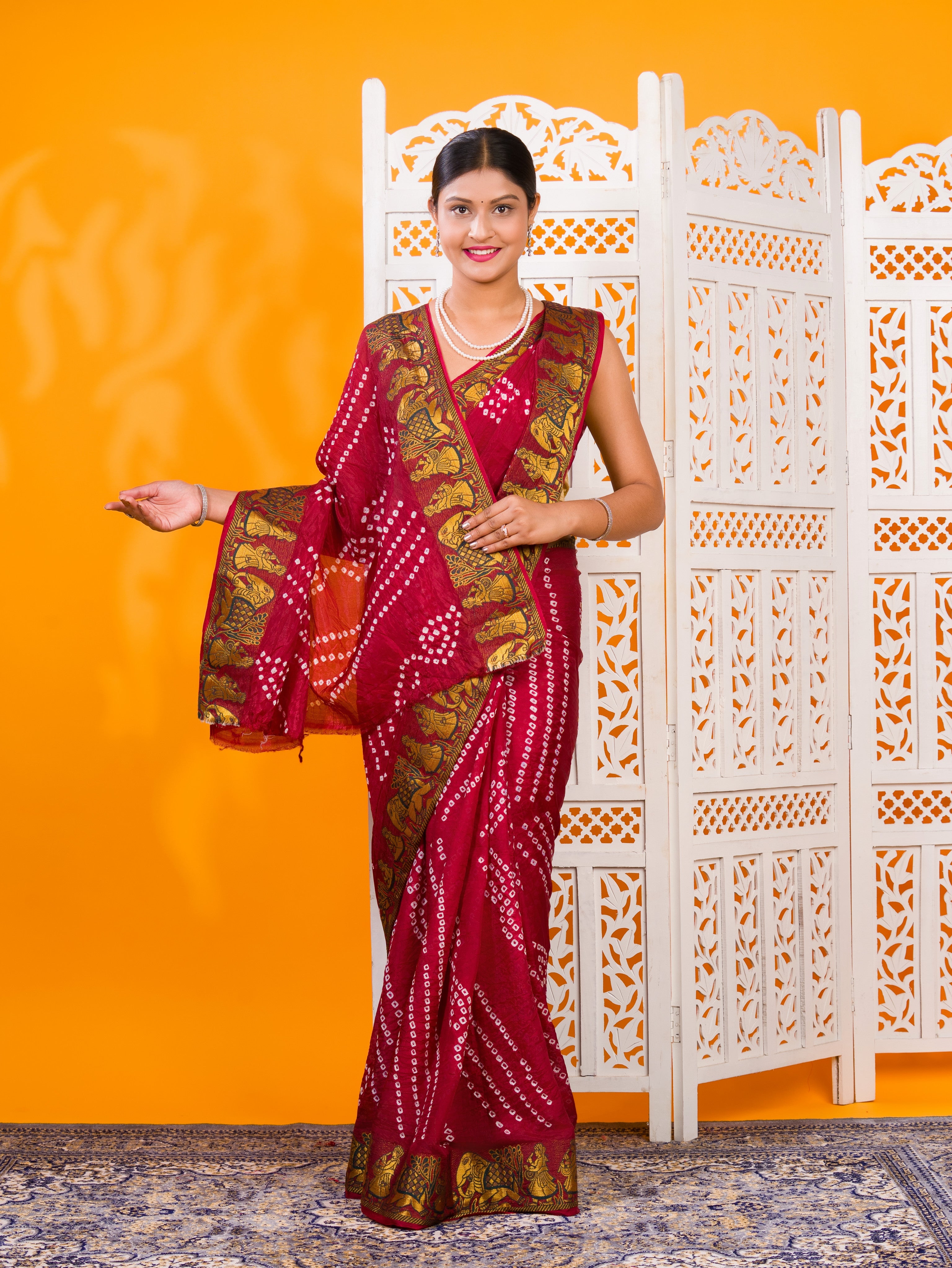By Bandhani Saree With Festive Wear