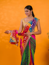 gotapati work saree in multi colour