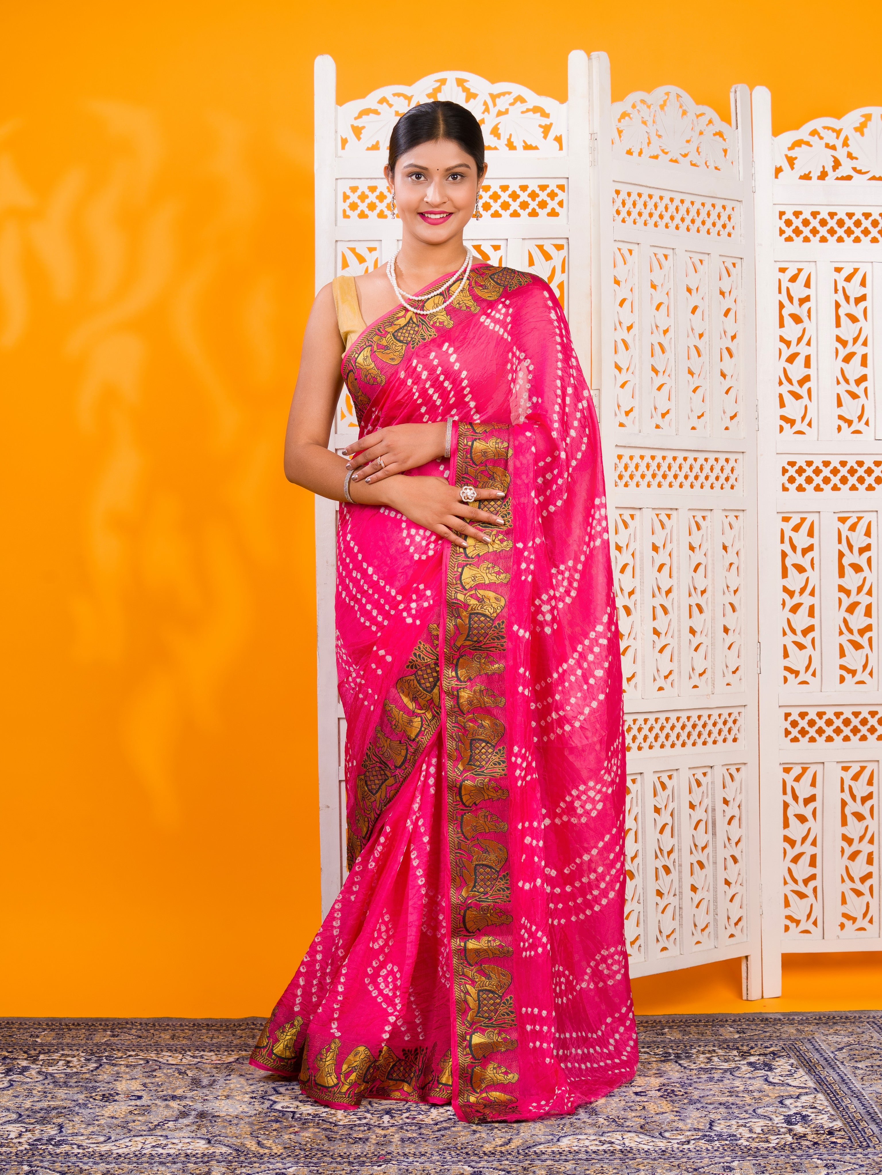 By Bandhani Saree With Festive Wear