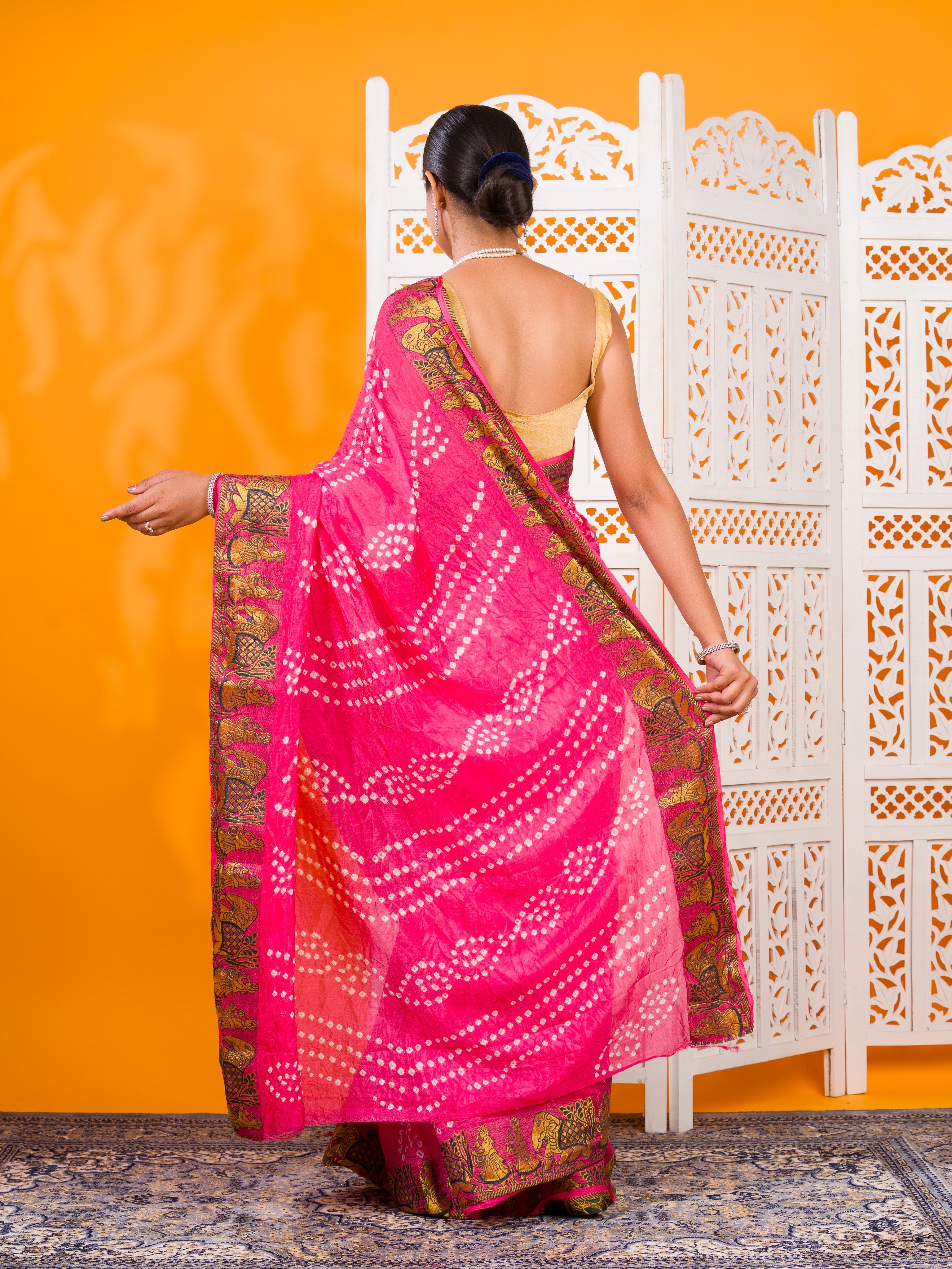 By Bandhani Saree With Festive Wear